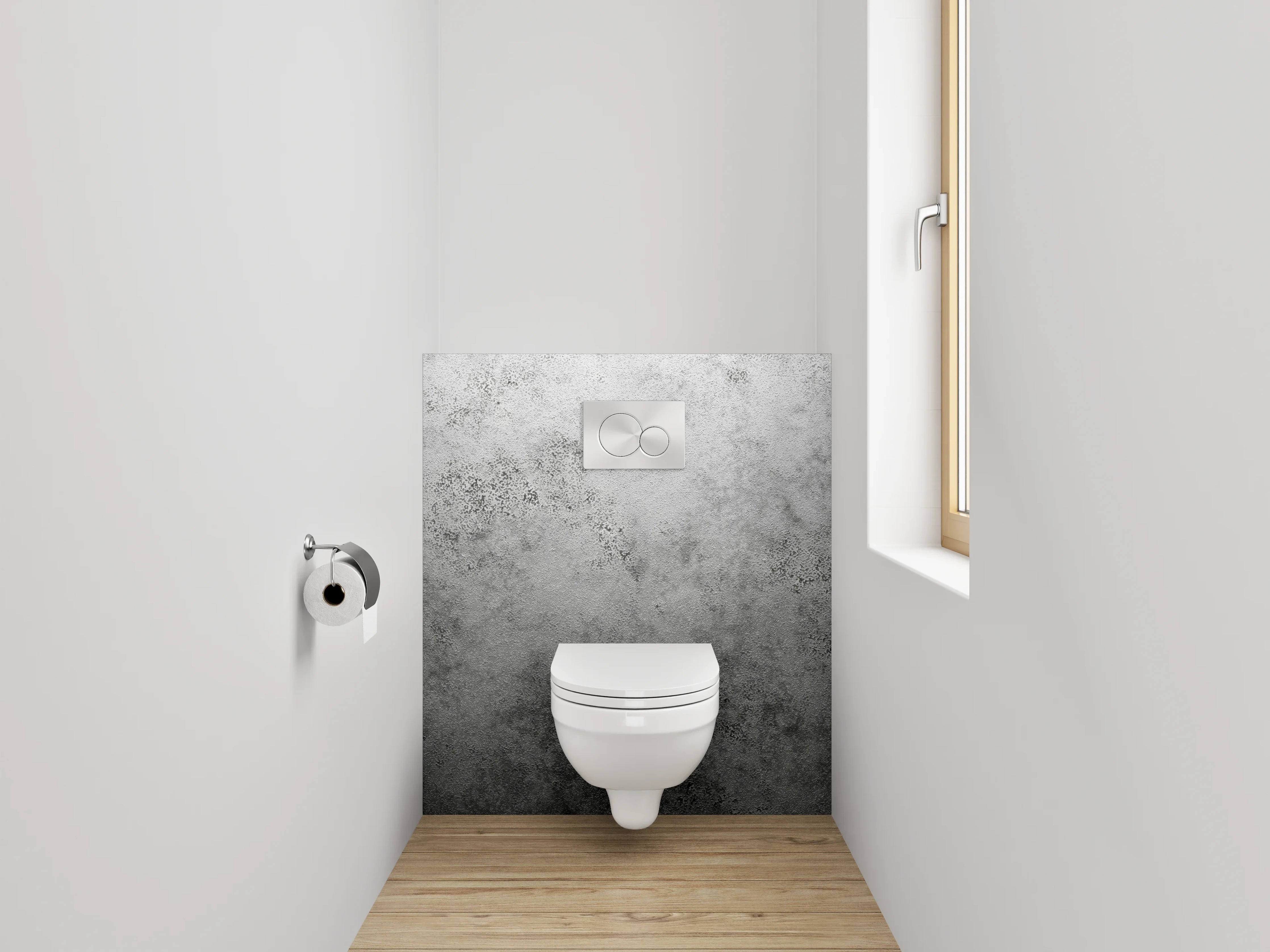 WC-Rückwand - Weiße Marmoroptik mit grauen Akzenten