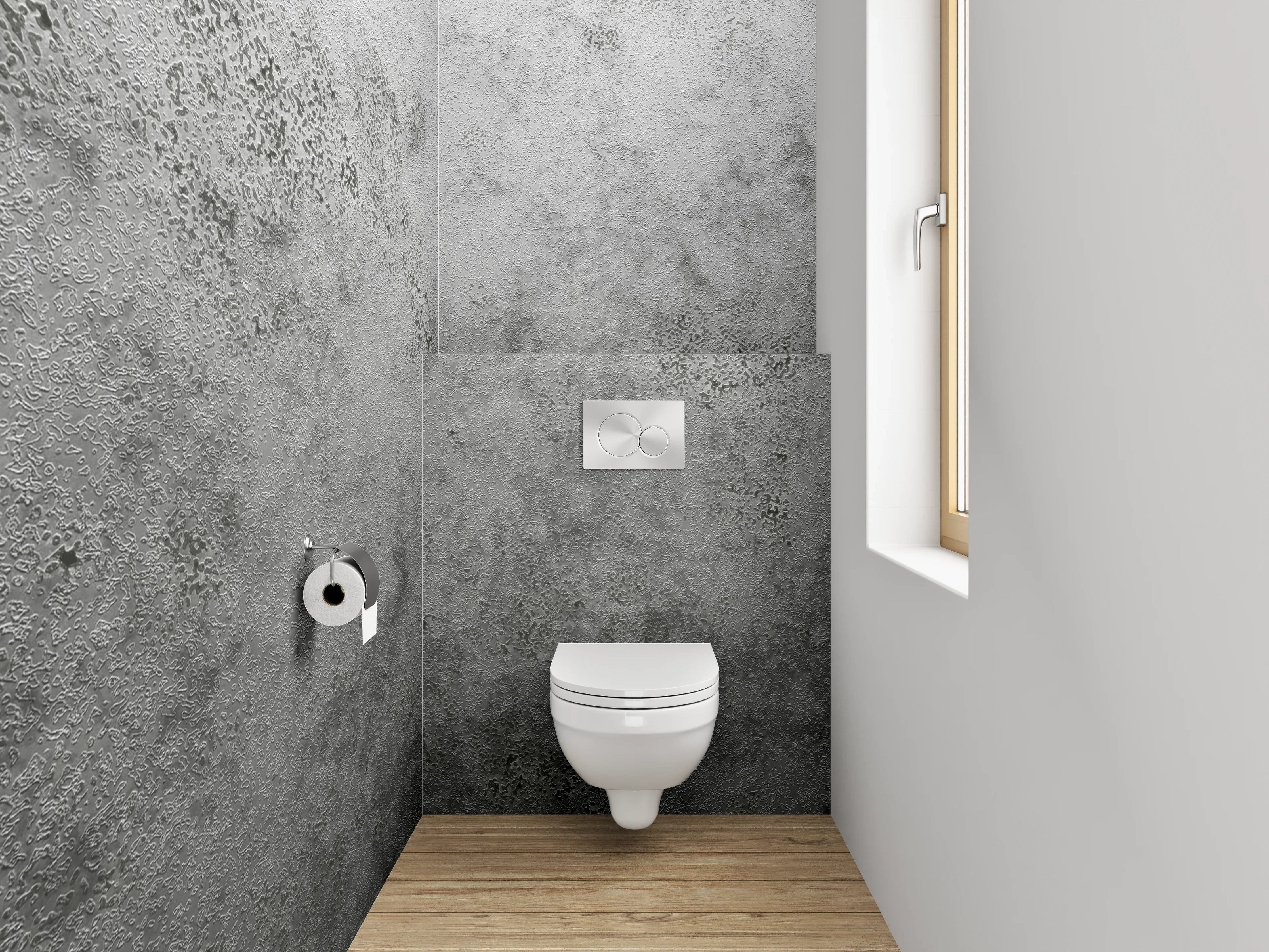 WC-Rückwand - Weiße Marmoroptik mit grauen Akzenten
