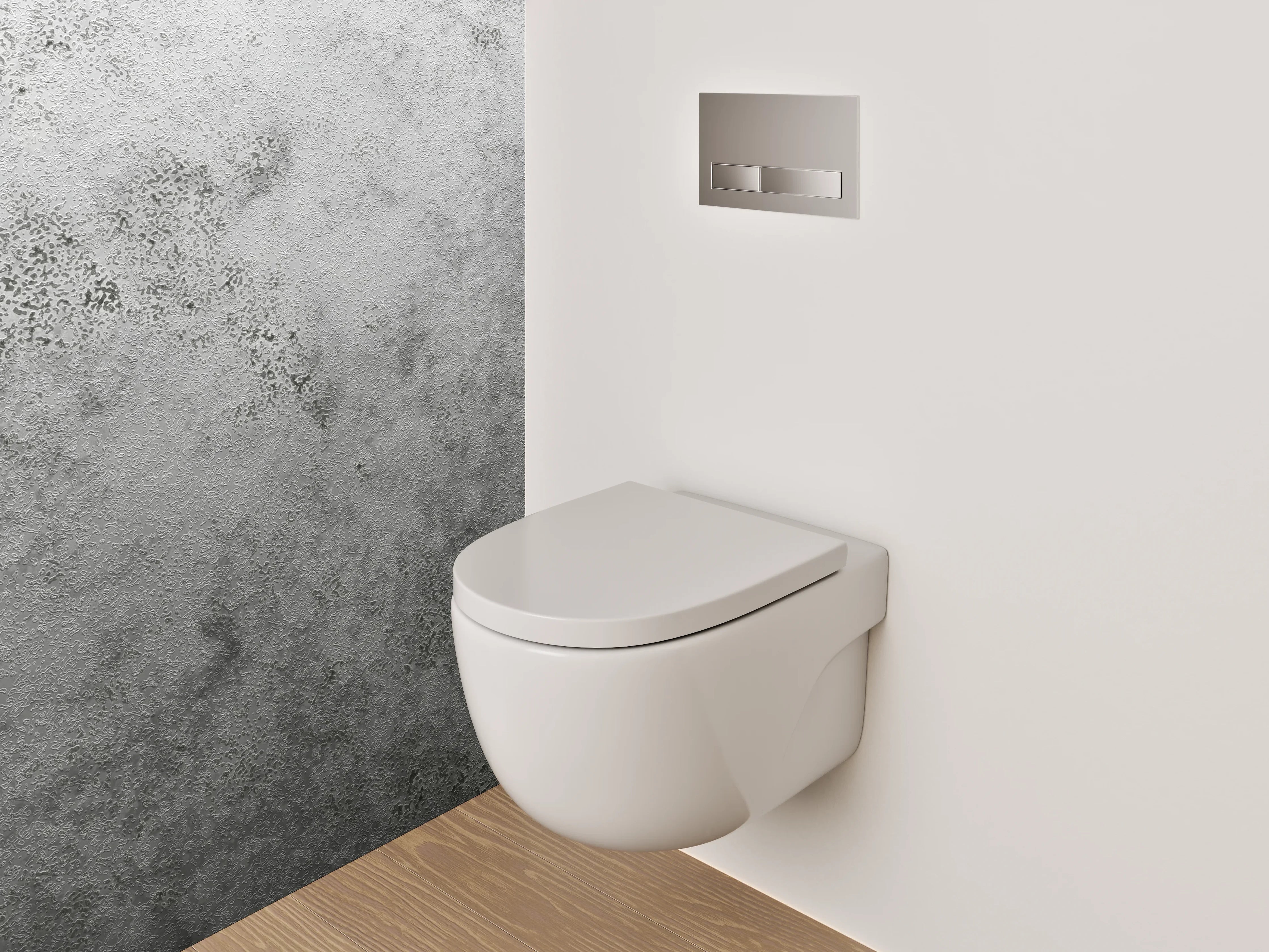WC-Rückwand - Weiße Marmoroptik mit grauen Akzenten