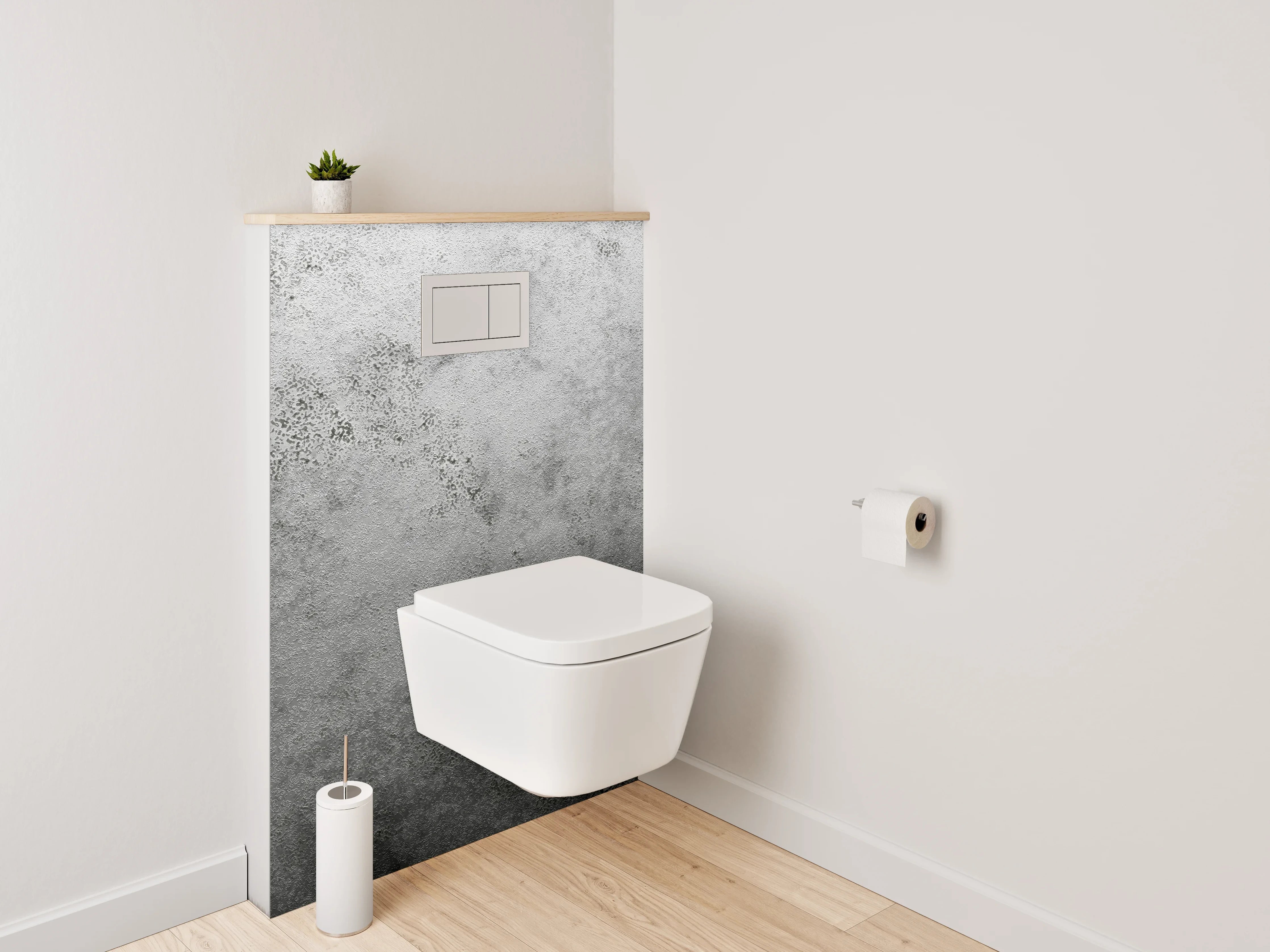 WC-Rückwand - Weiße Marmoroptik mit grauen Akzenten