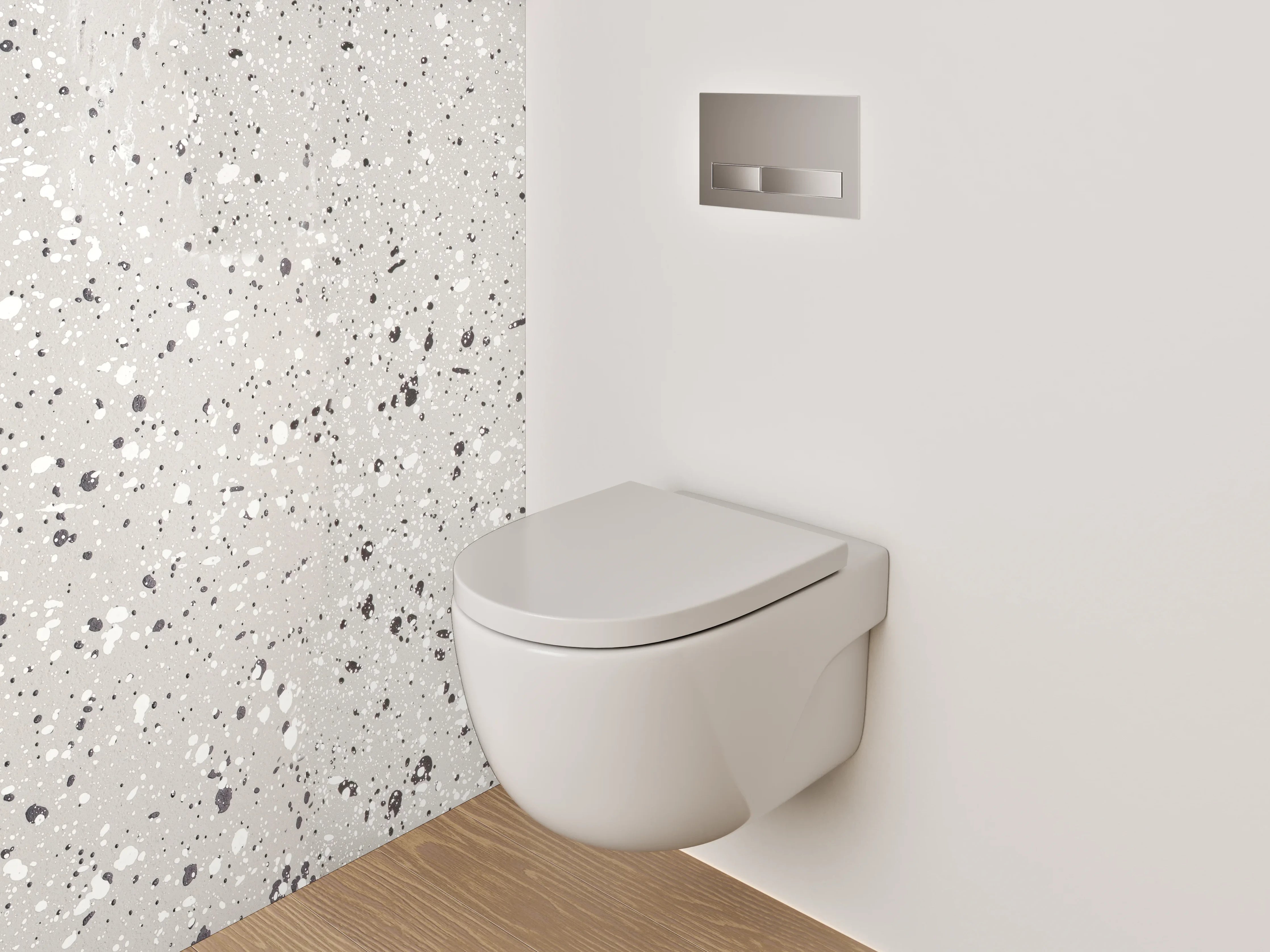 WC-Rückwand - Weiße Marmoroptik mit grauen Sprenkeln