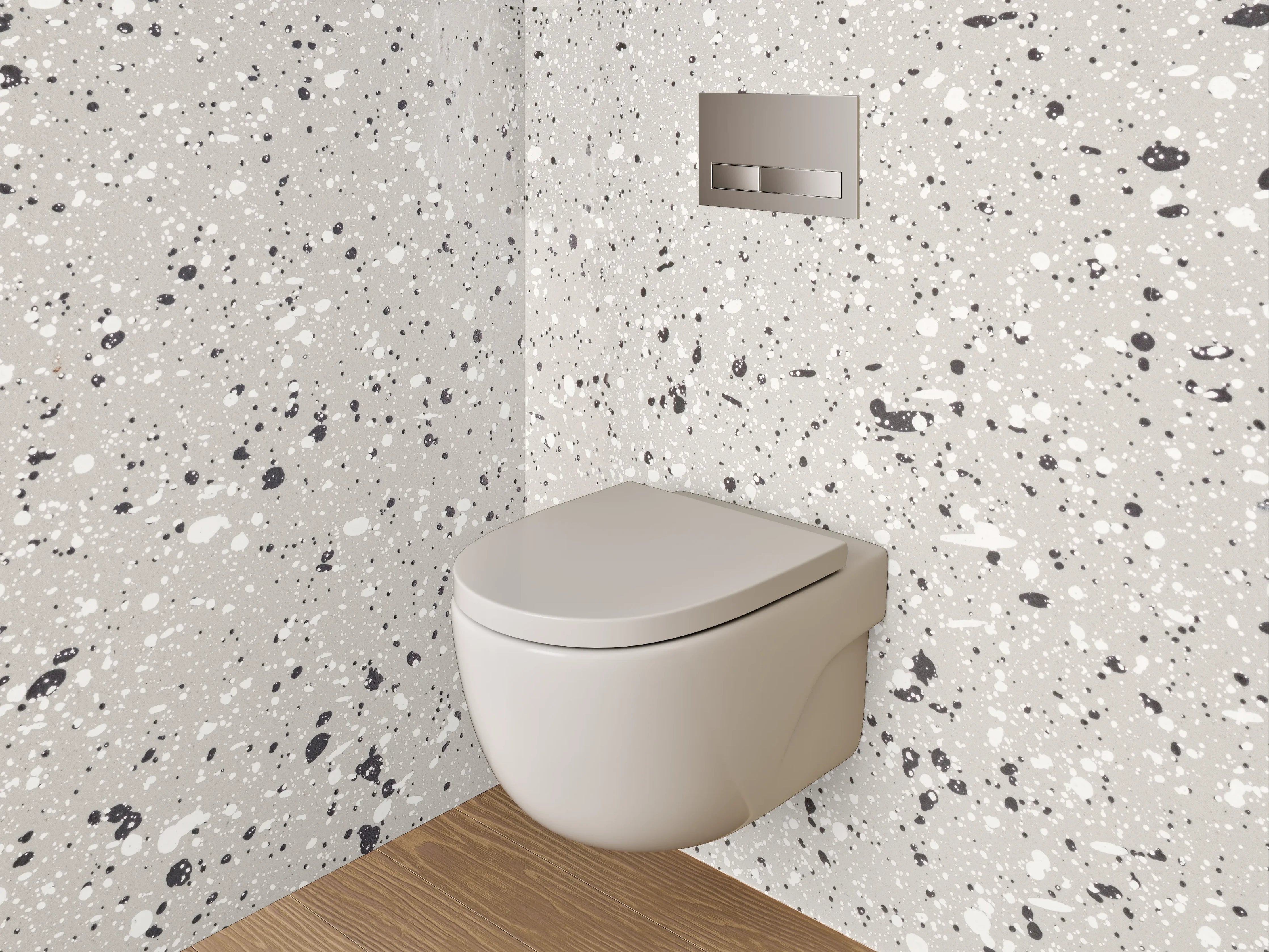 WC-Rückwand - Weiße Marmoroptik mit grauen Sprenkeln