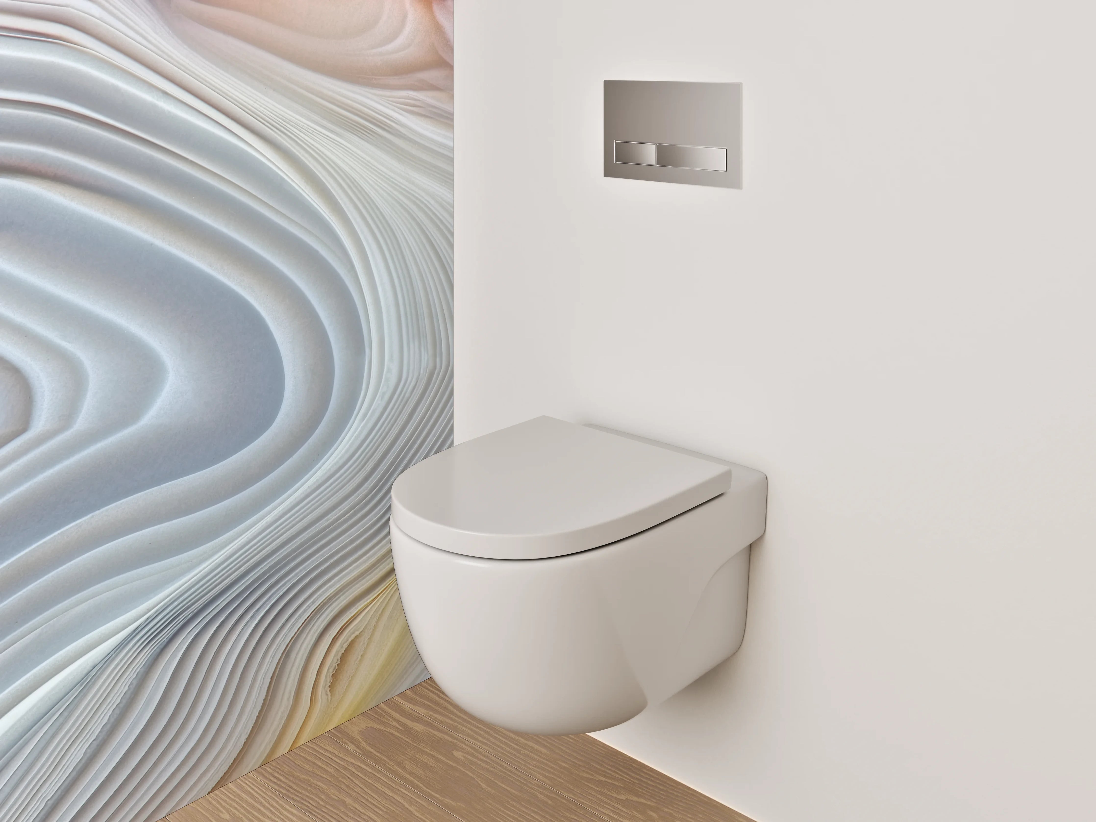WC-Rückwand - Weiße Marmorstruktur – Abstrakte Eleganz