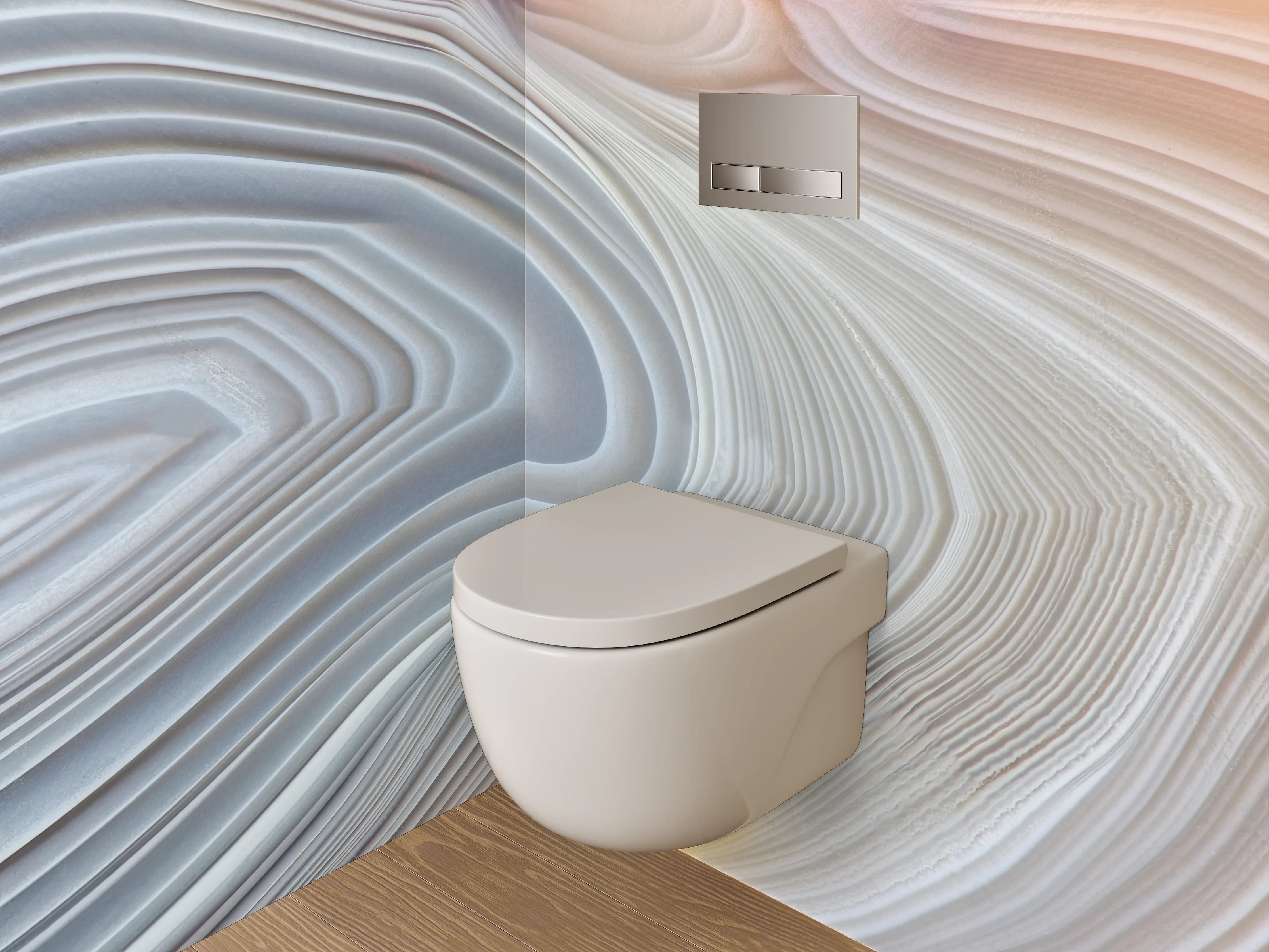 WC-Rückwand - Weiße Marmorstruktur – Abstrakte Eleganz