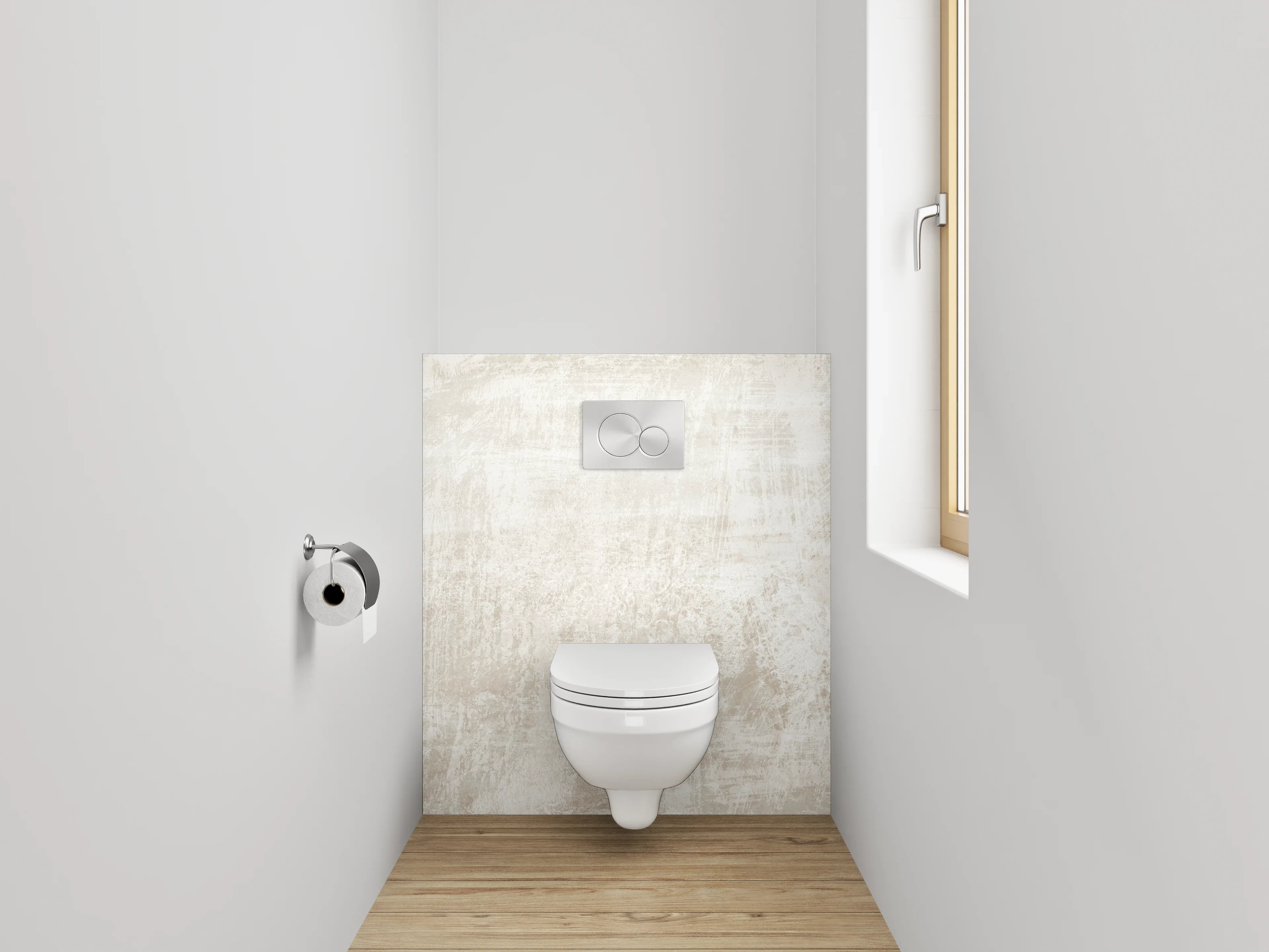 WC-Rückwand - Weiße Marmorstruktur mit grauen Akzenten