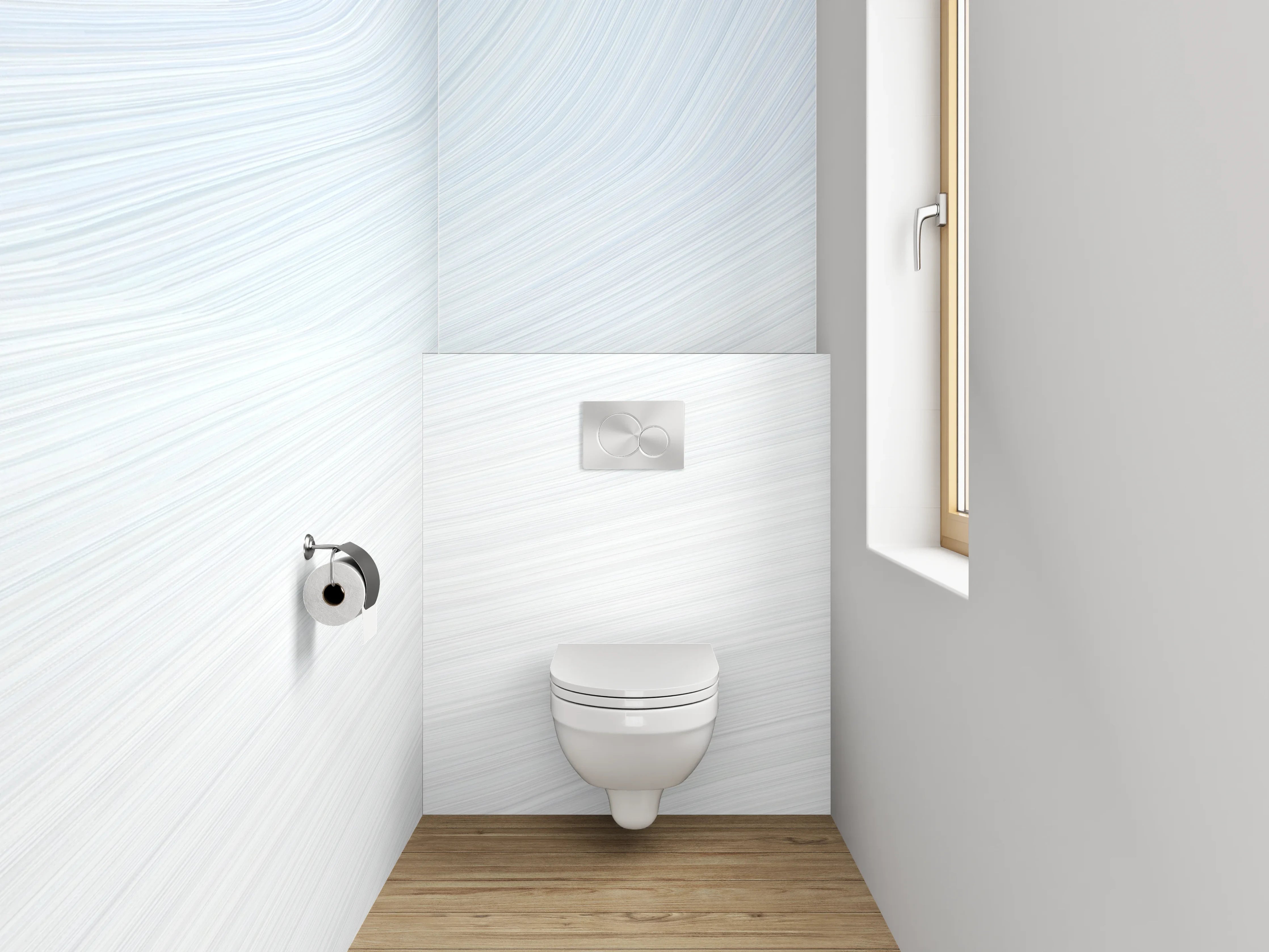 WC-Rückwand - Weiße Marmortextur mit feinen Linien