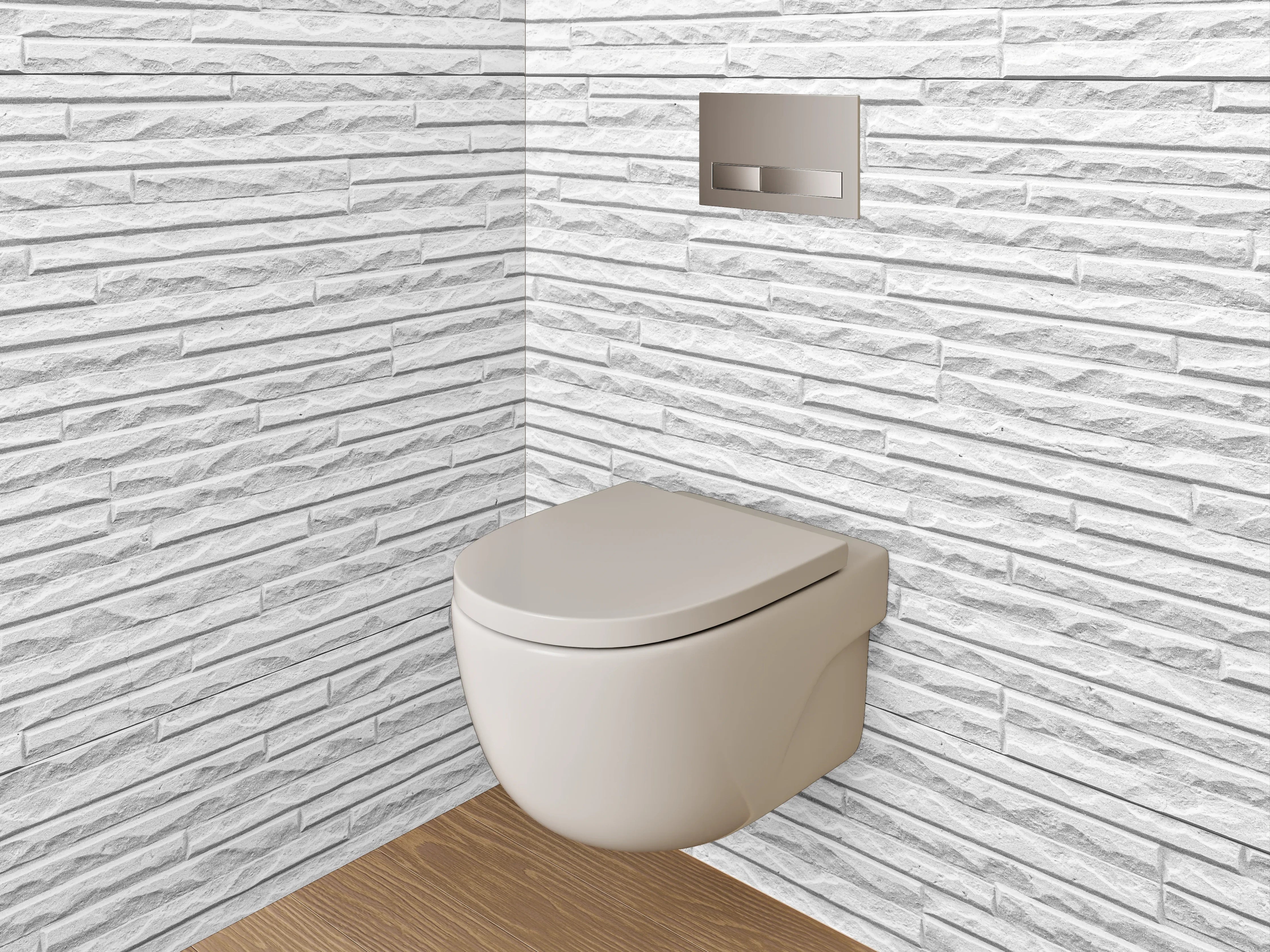 WC-Rückwand - Weiße Mauerstruktur Fliesenoptik modern