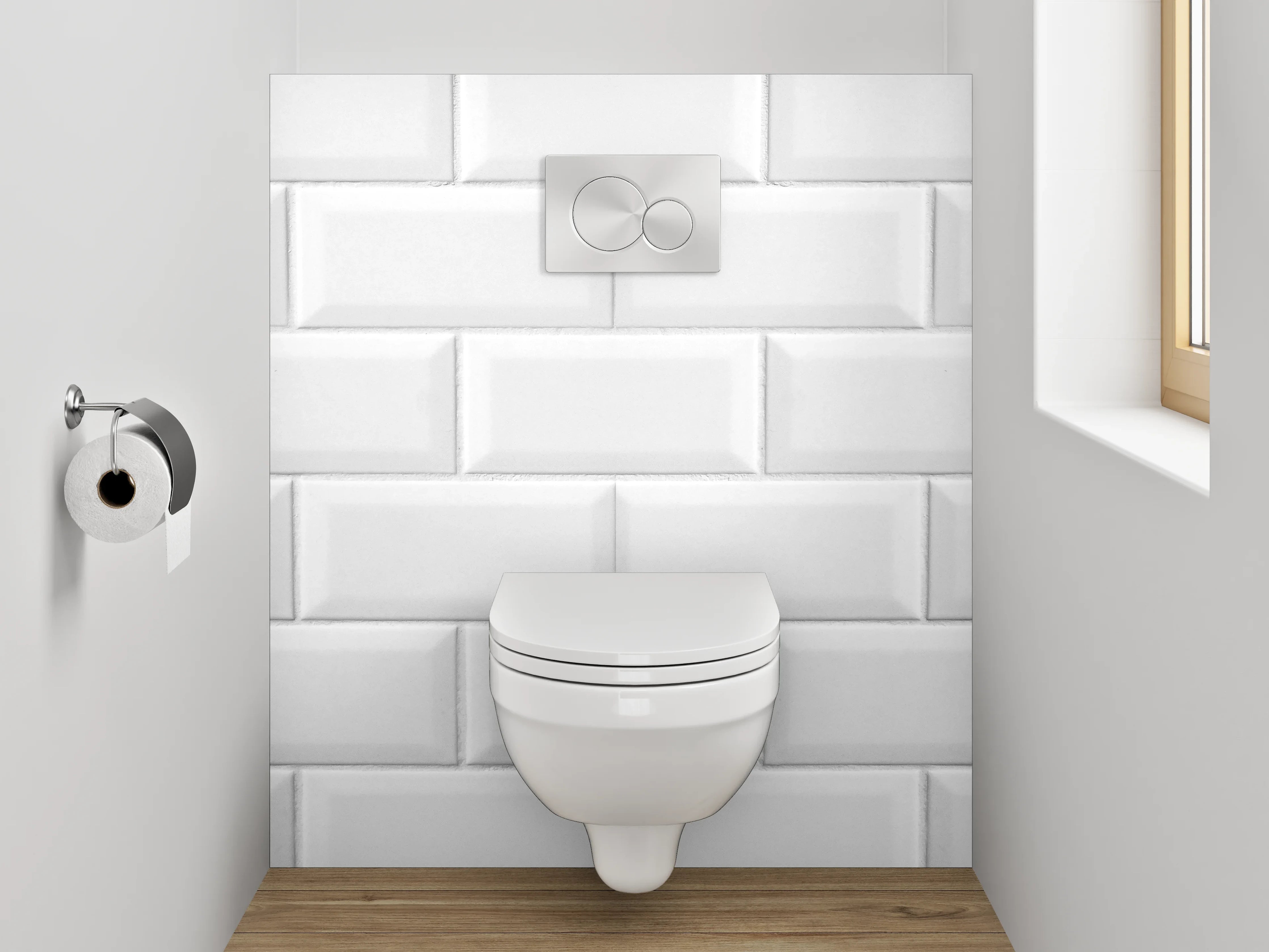 WC-Rückwand - Weiße Metro-Fliesenmuster Badezimmer-Design