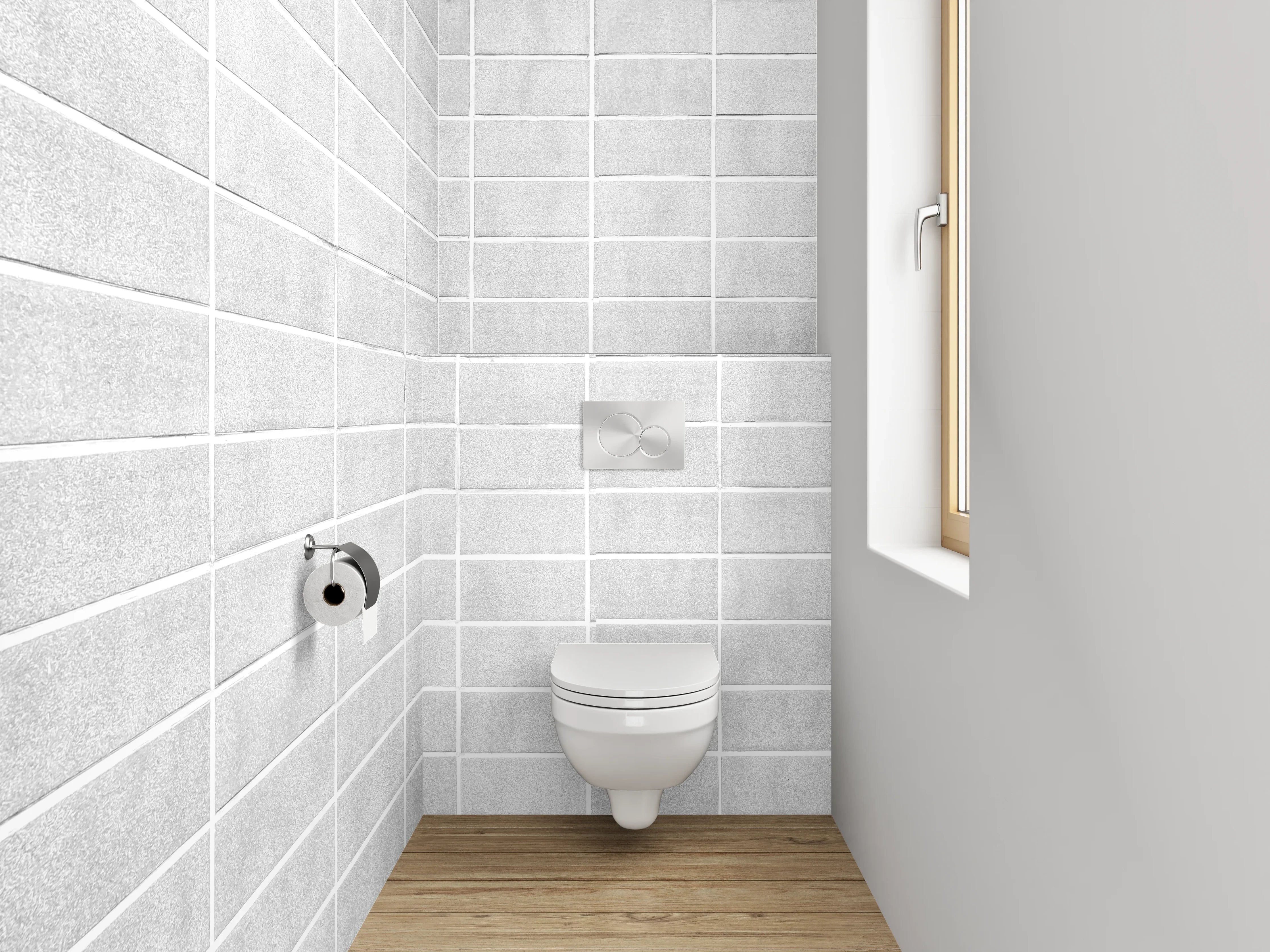 WC-Rückwand - Weiße Mosaik-Fliesenwand modern