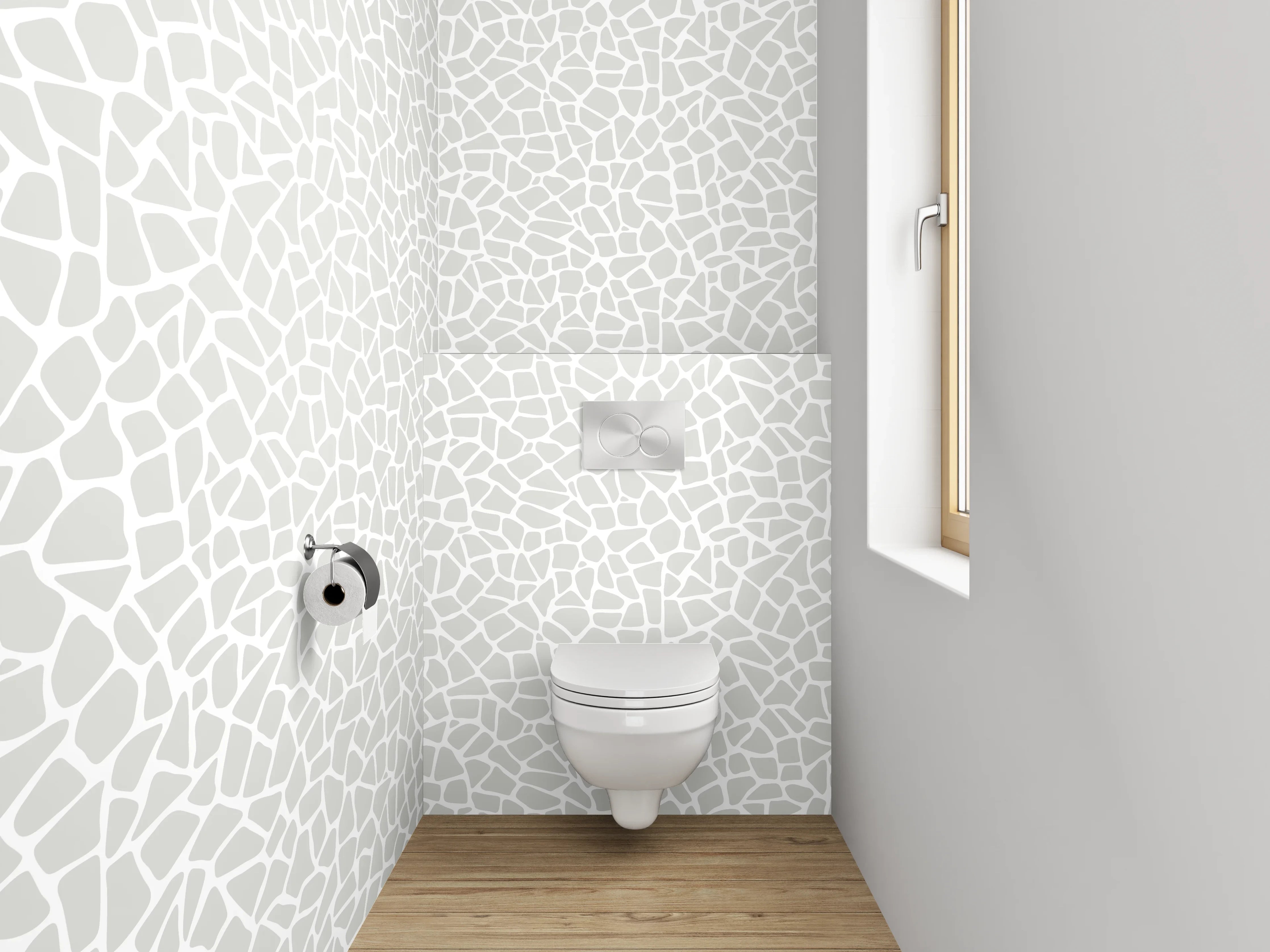 WC-Rückwand - Weiße Mosaikstruktur mit feinem Netz