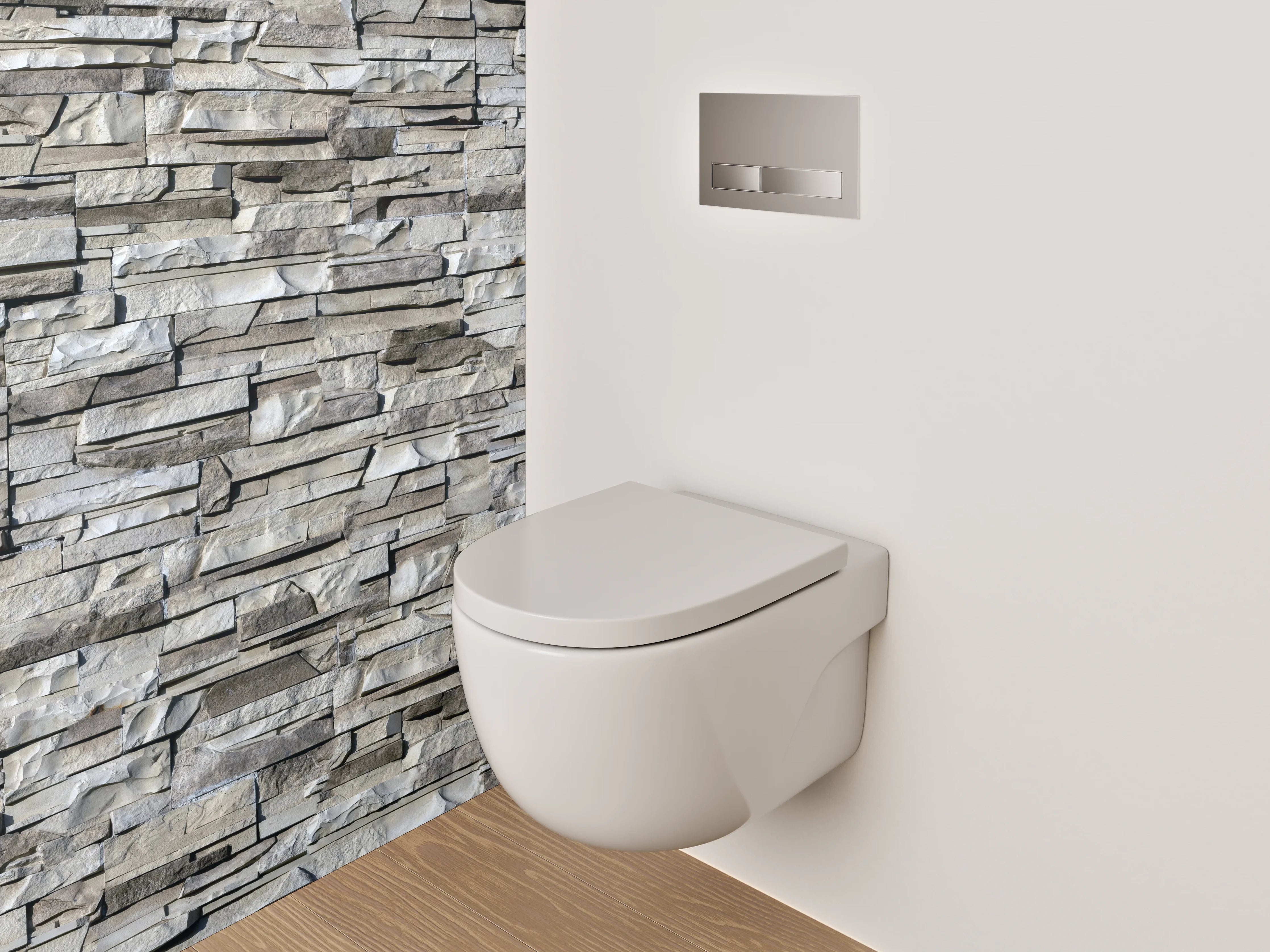 WC-Rückwand - Weiße Natursteinmauer Struktur