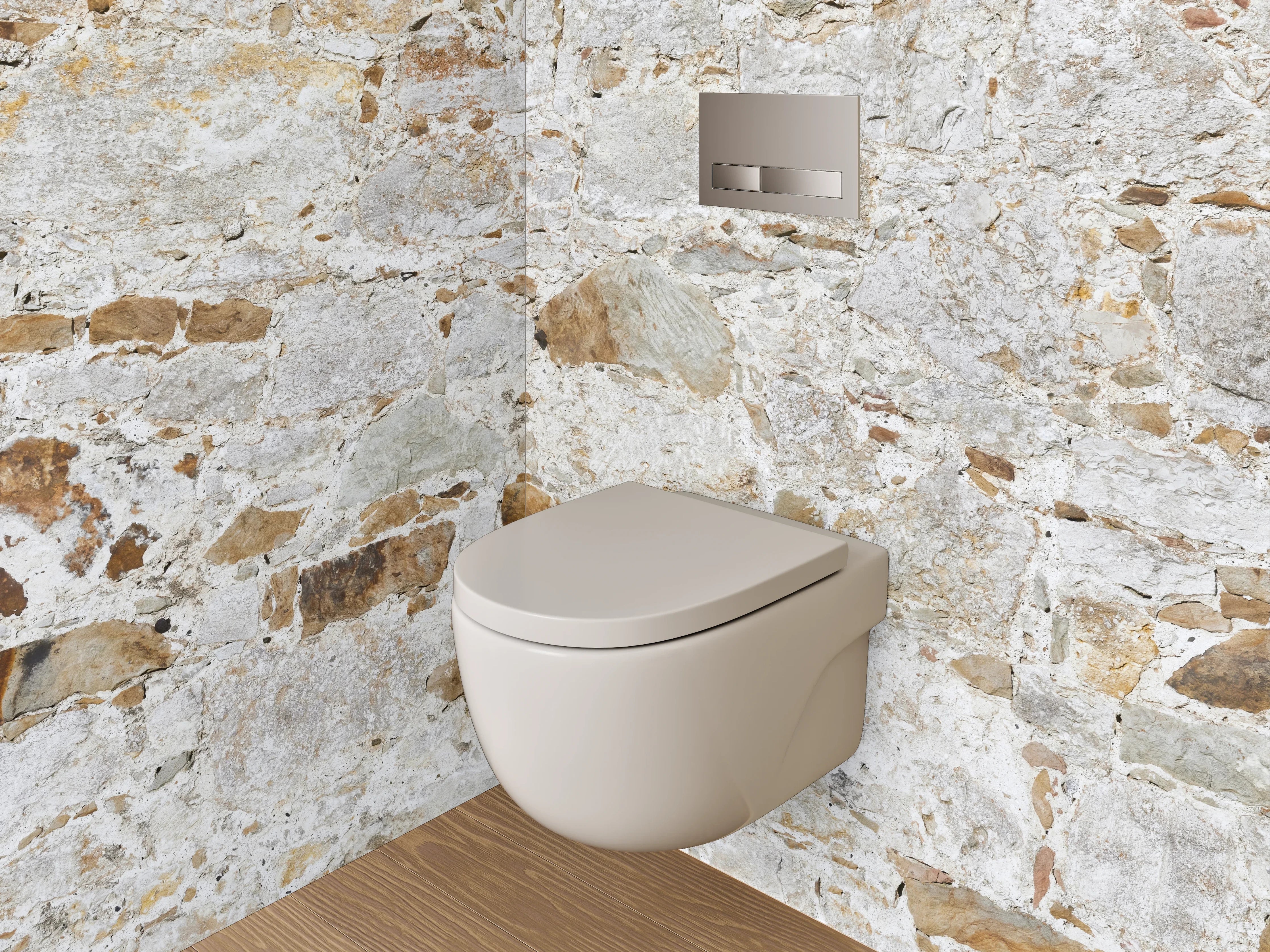 WC-Rückwand - Weiße Natursteinmauer für stilvolles Ambiente