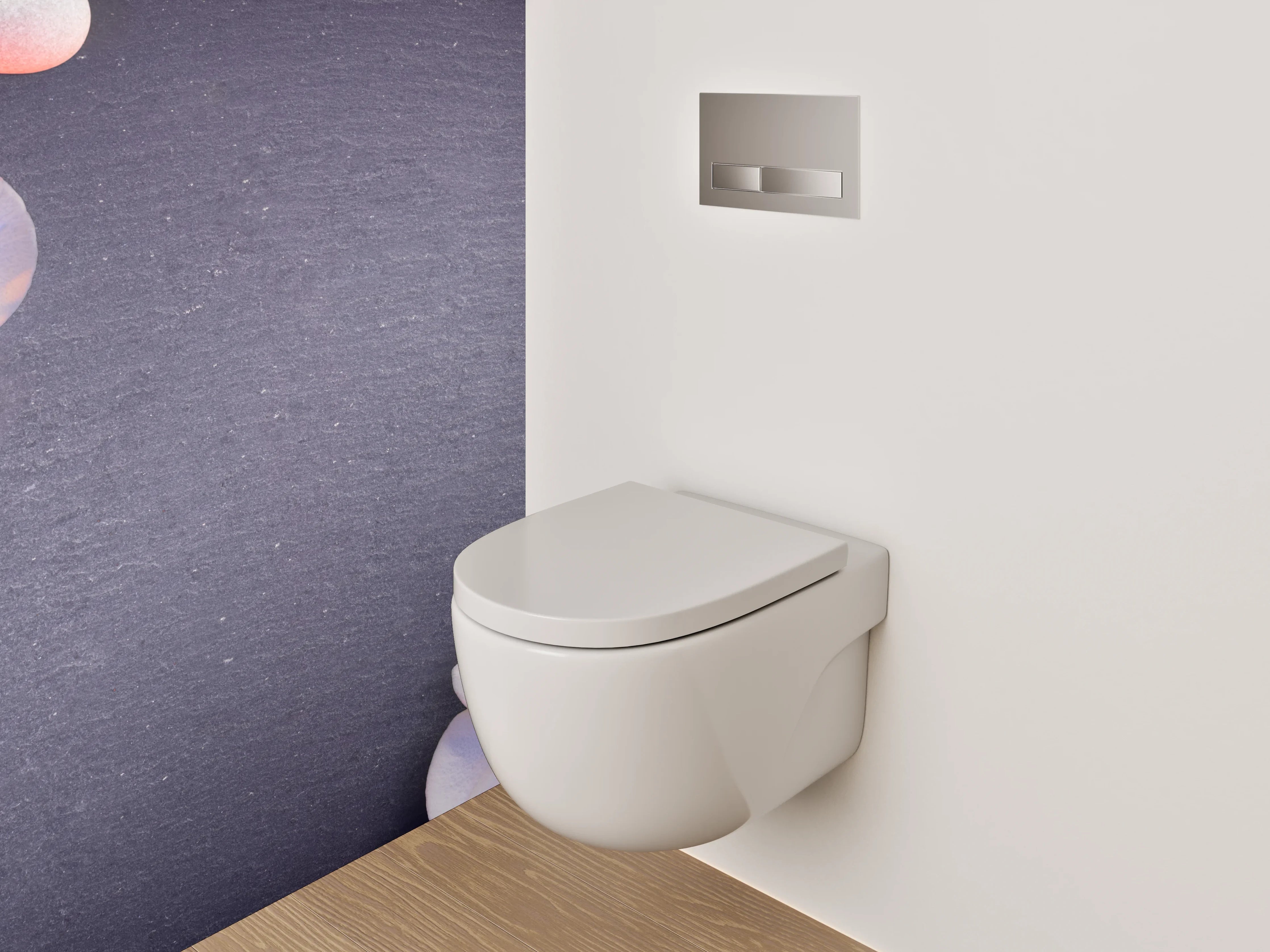 WC-Rückwand - Weiße Orchideen mit Stabmixer und Steinen