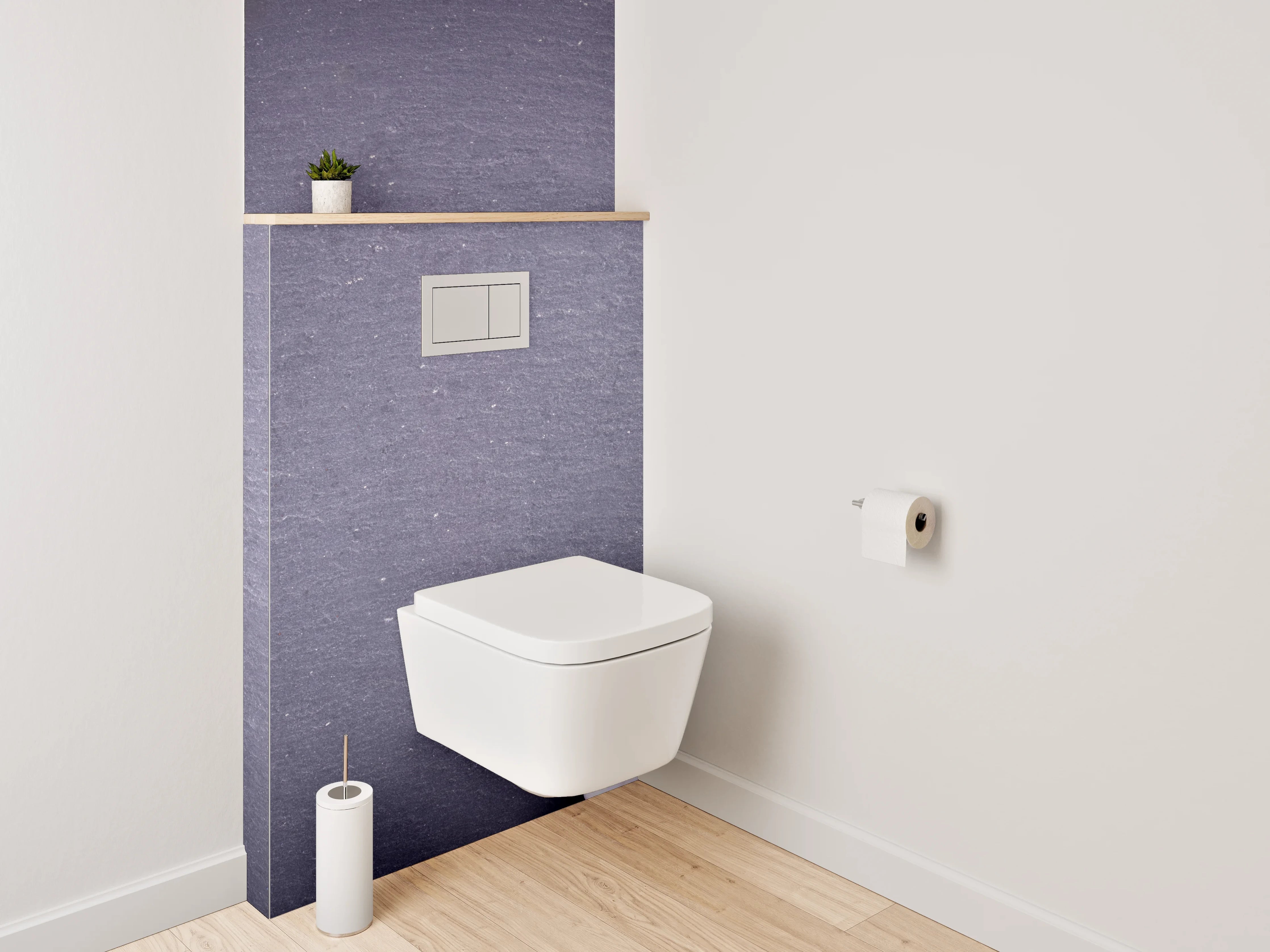 WC-Rückwand - Weiße Orchideen mit Stabmixer und Steinen