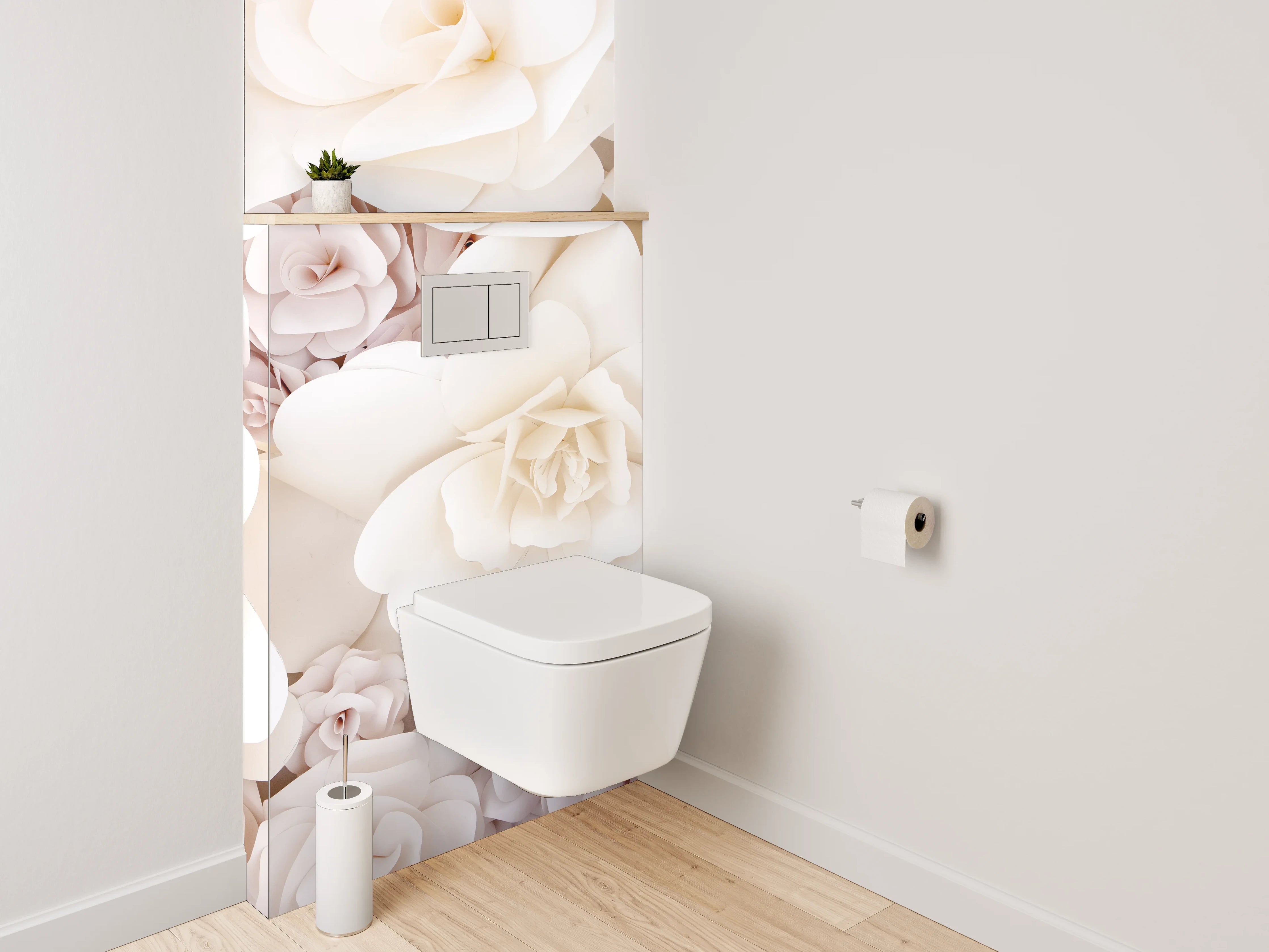 WC-Rückwand - Weiße Papierblumen Kunst-Motiv