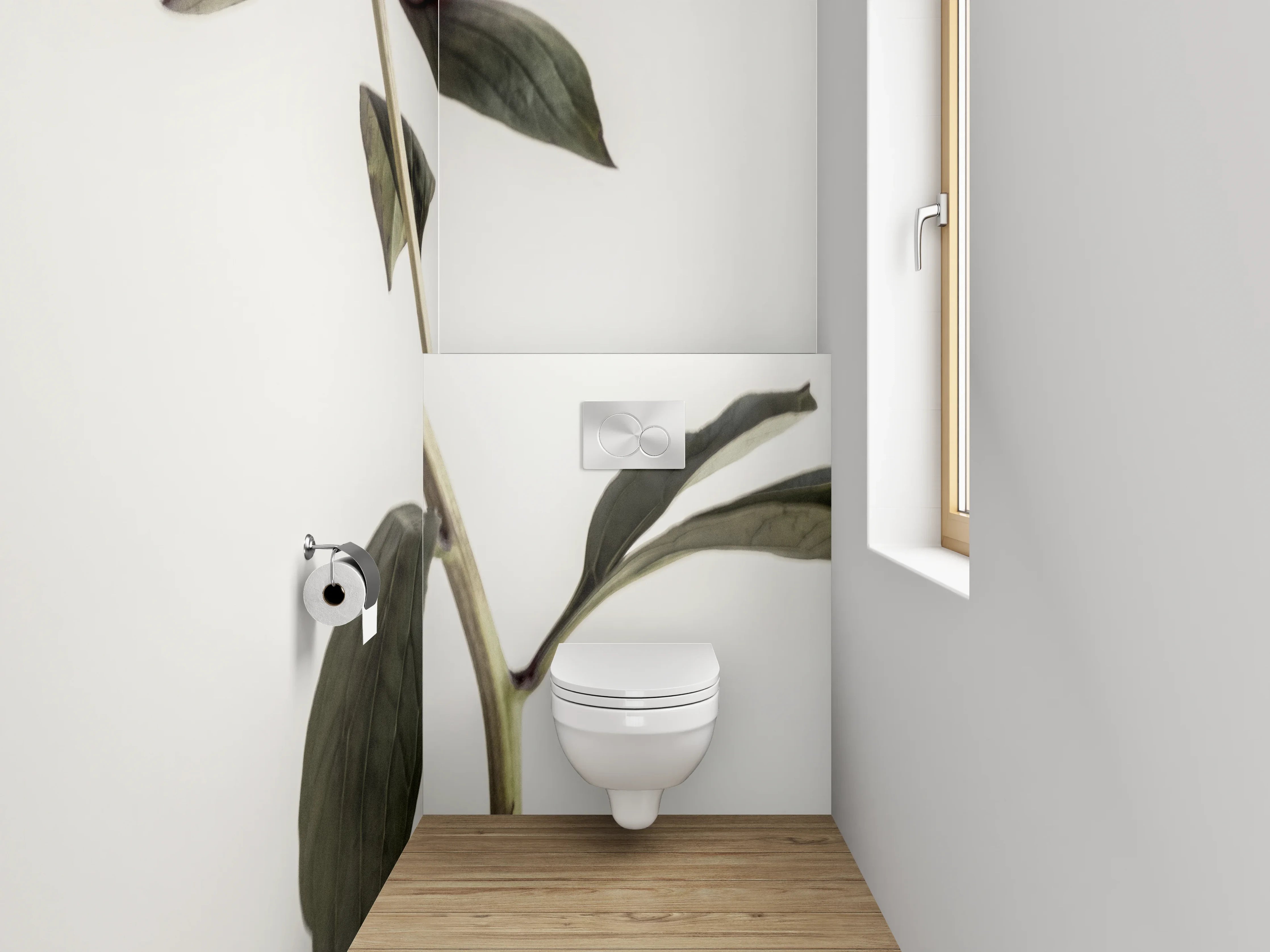 WC-Rückwand - Weiße Pfingstrose Minimalistisch