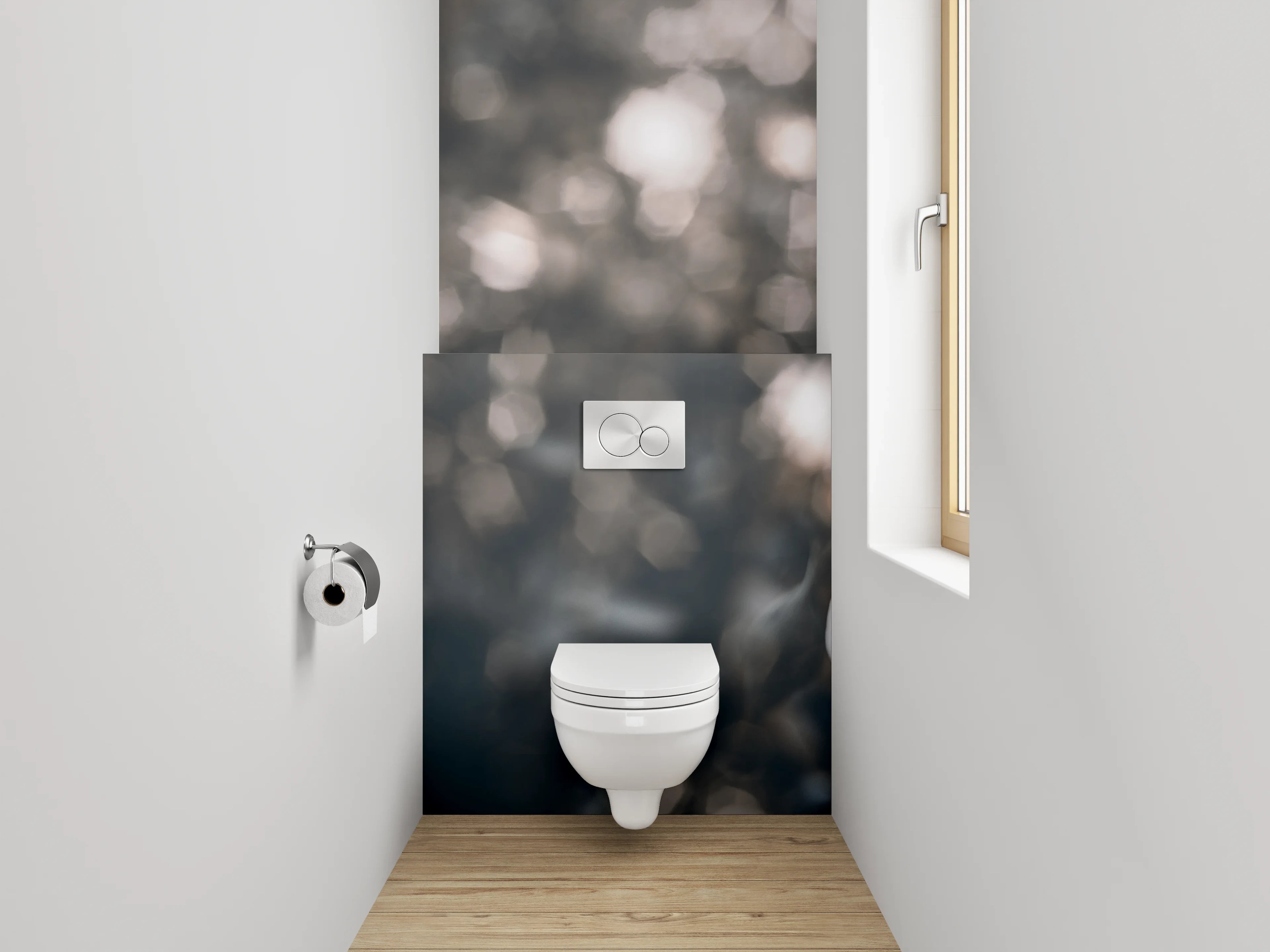 WC-Rückwand - Weiße Rosen im dunklen Hintergrund