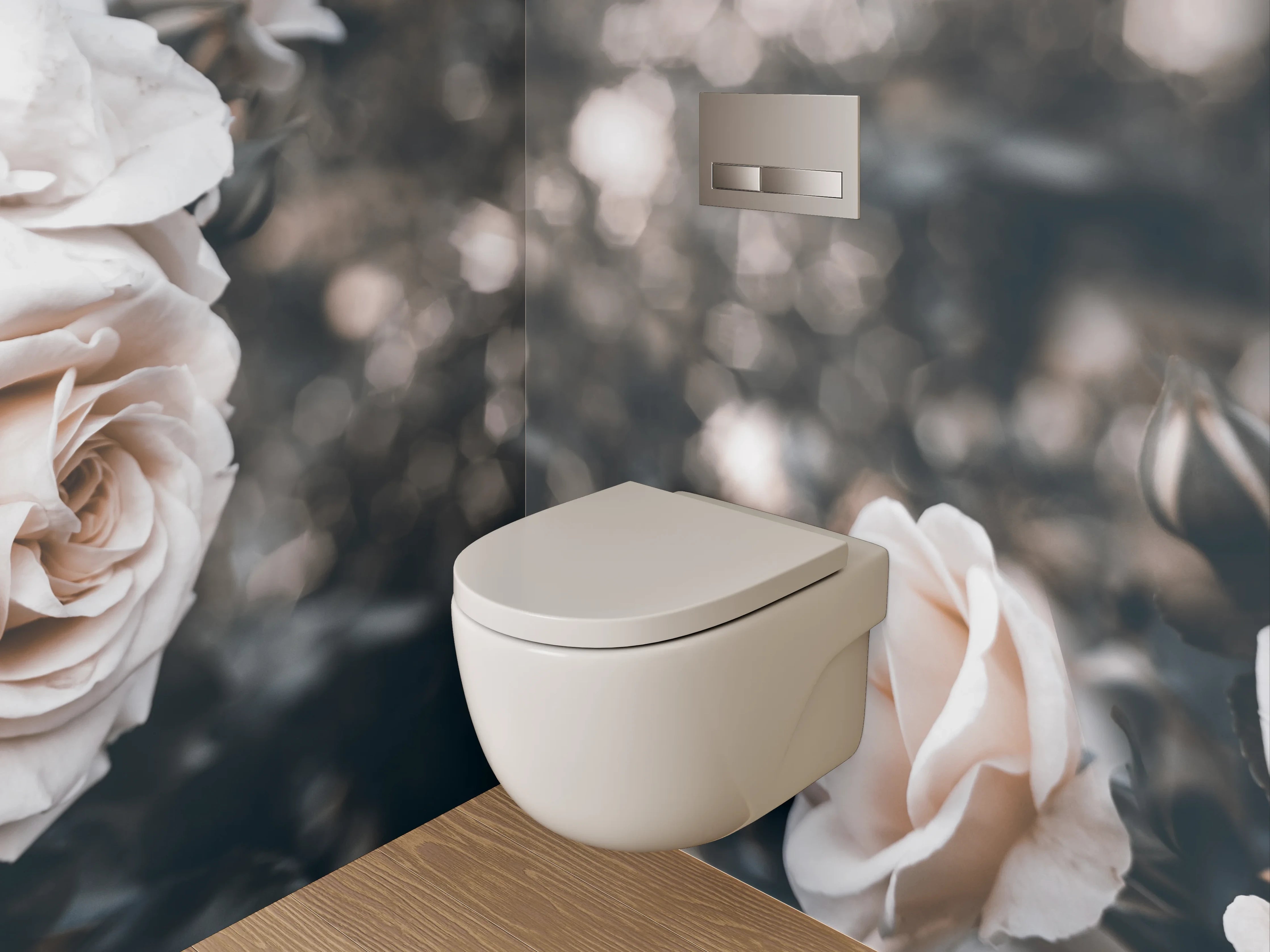 WC-Rückwand - Weiße Rosen im dunklen Hintergrund