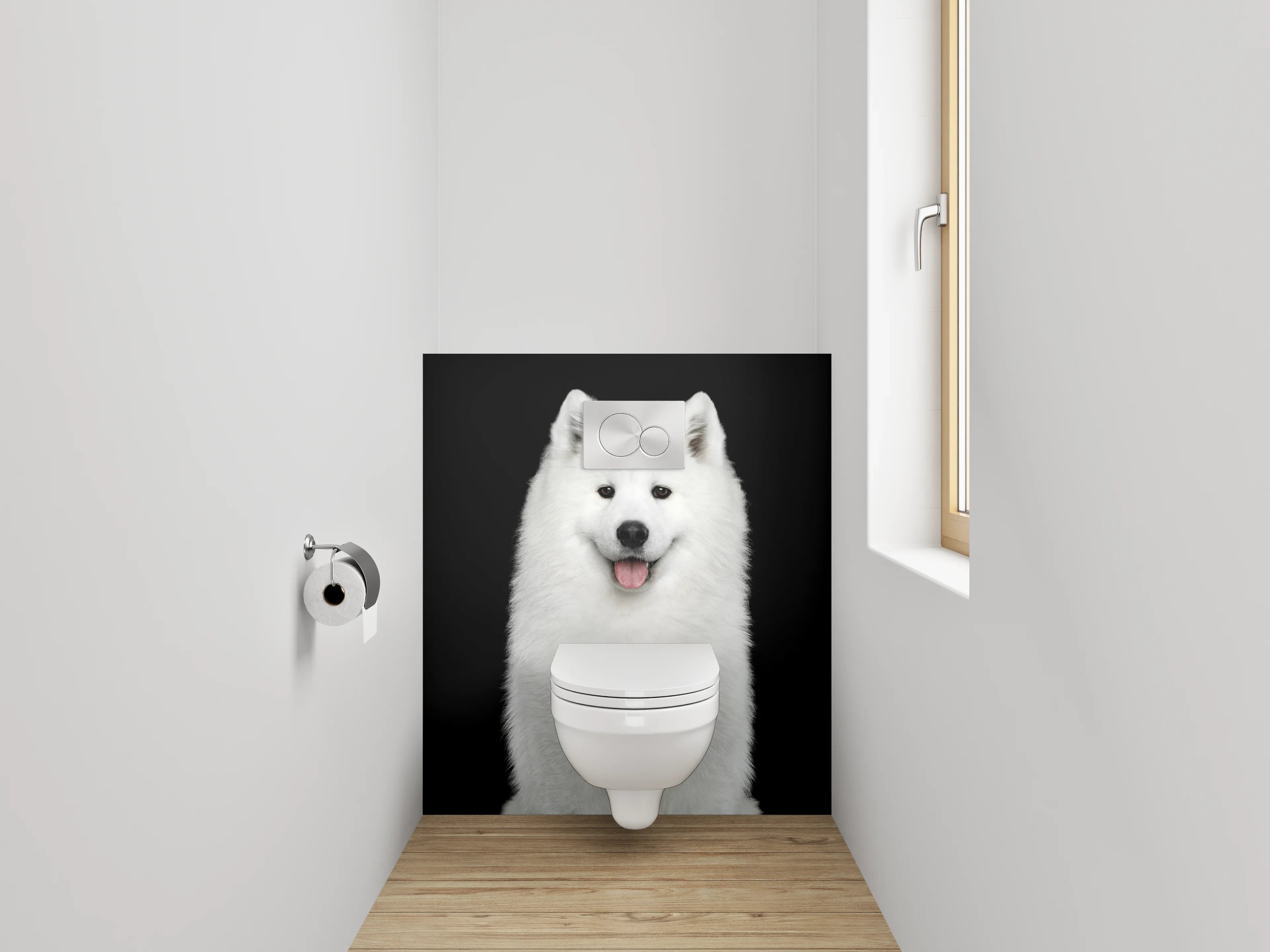WC-Rückwand - Weiße Schönheit: Samojede Hund Portrait