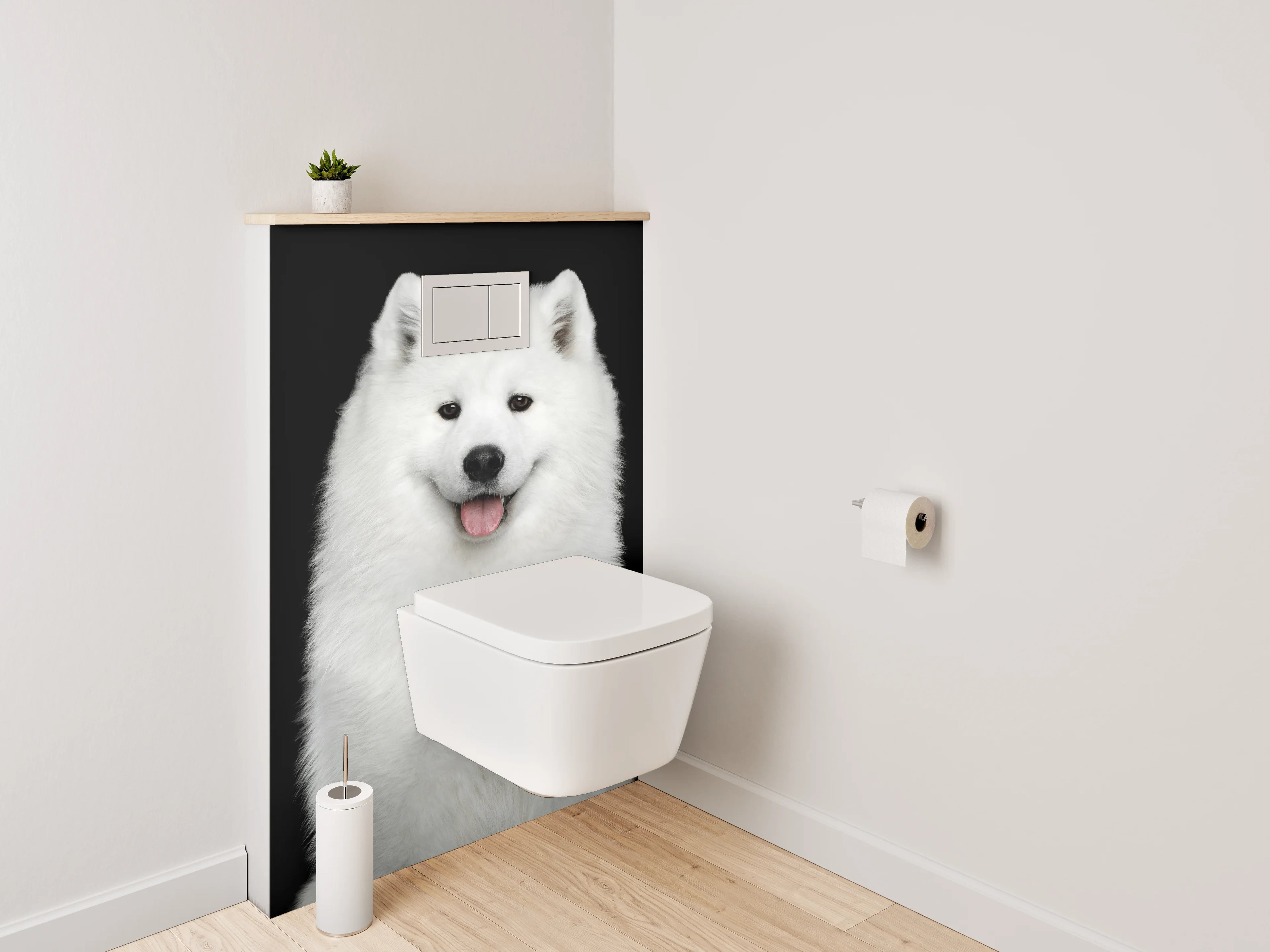 WC-Rückwand - Weiße Schönheit: Samojede Hund Portrait