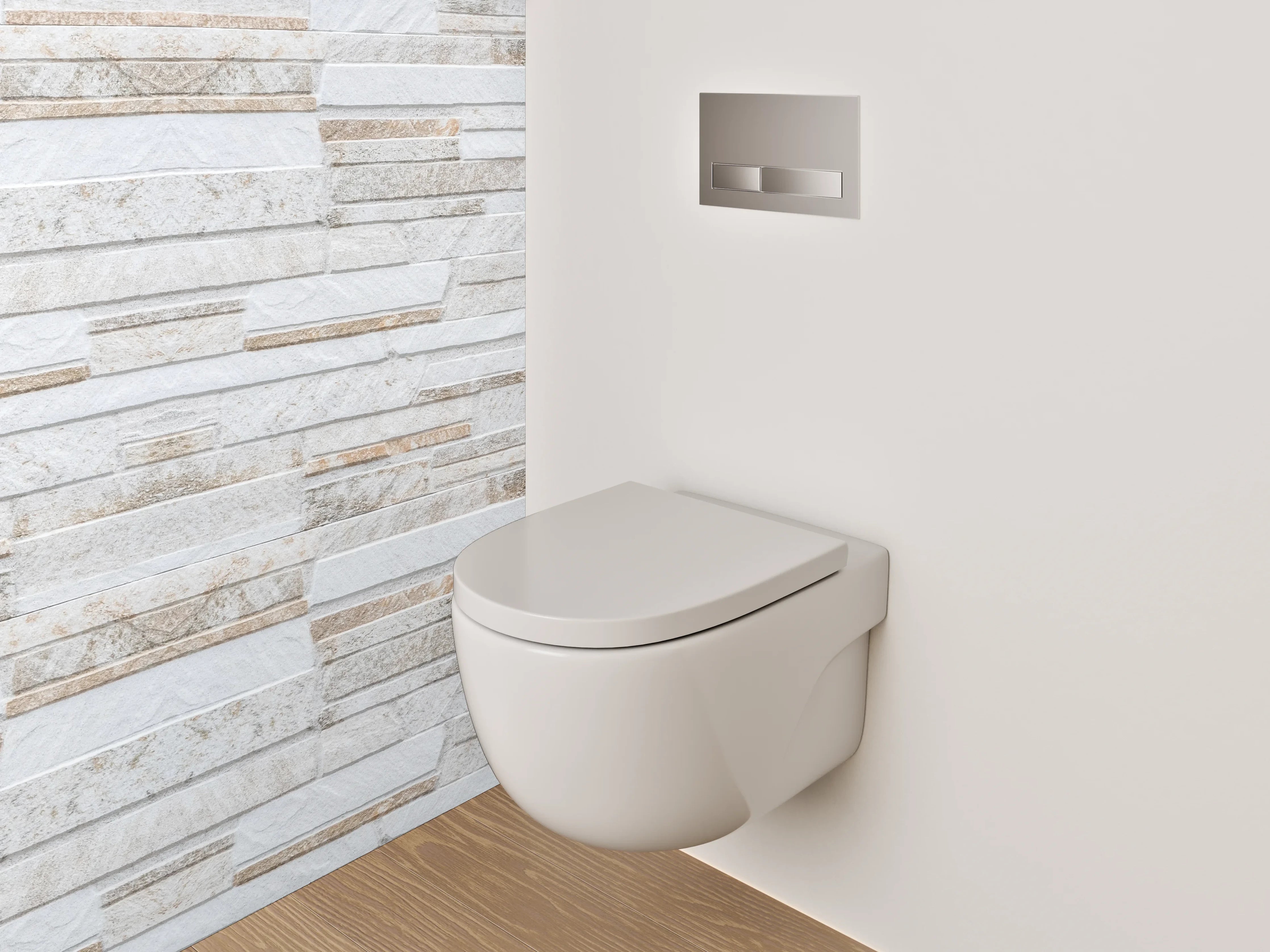 WC-Rückwand - Weiße Steinmauer Fliesenoptik