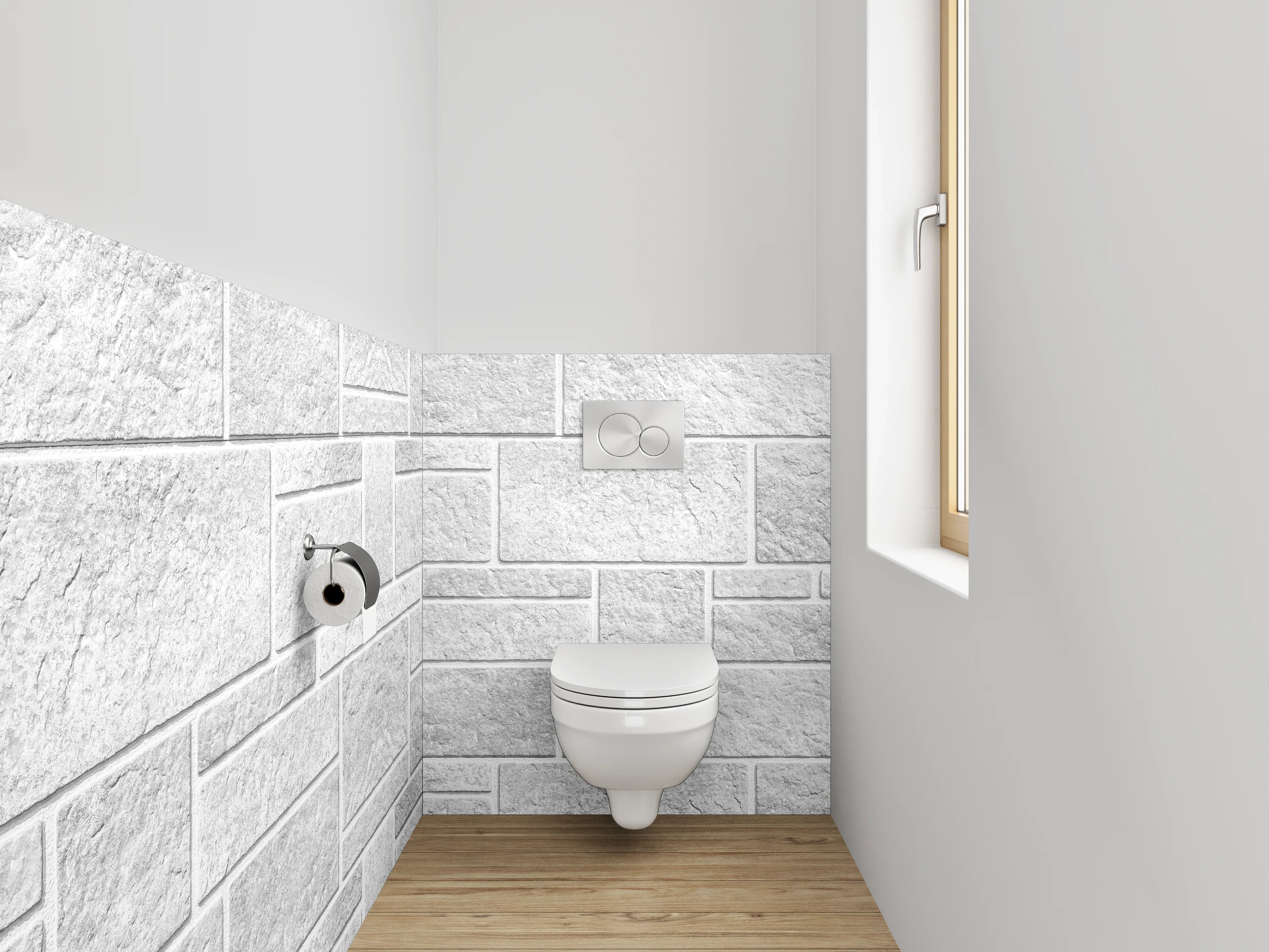 WC-Rückwand - Weiße Steinmuster Fliesenoptik modern