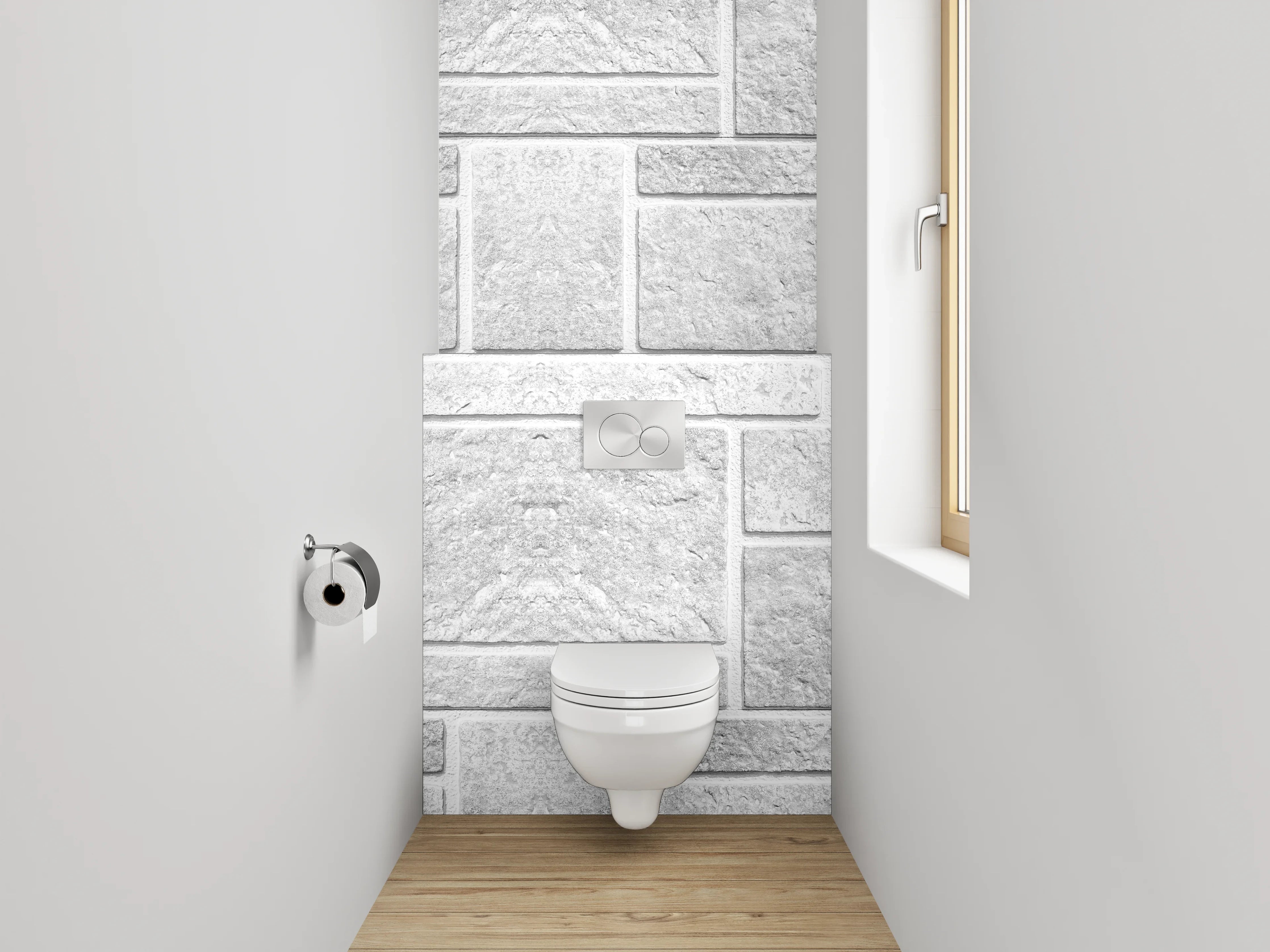 WC-Rückwand - Weiße Steinmuster Fliesenoptik modern