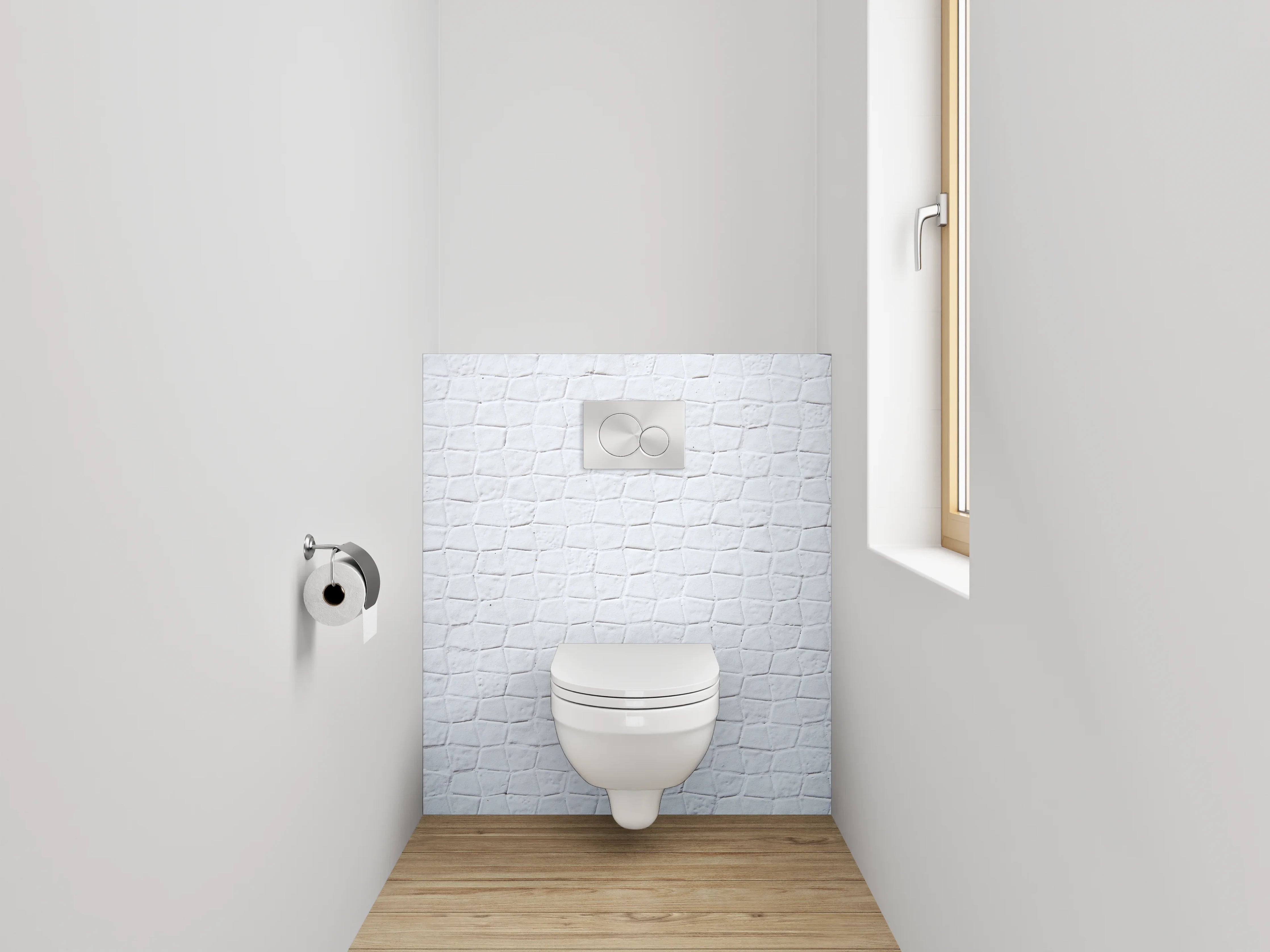 WC-Rückwand - Weiße Steinmuster Fliesenstruktur