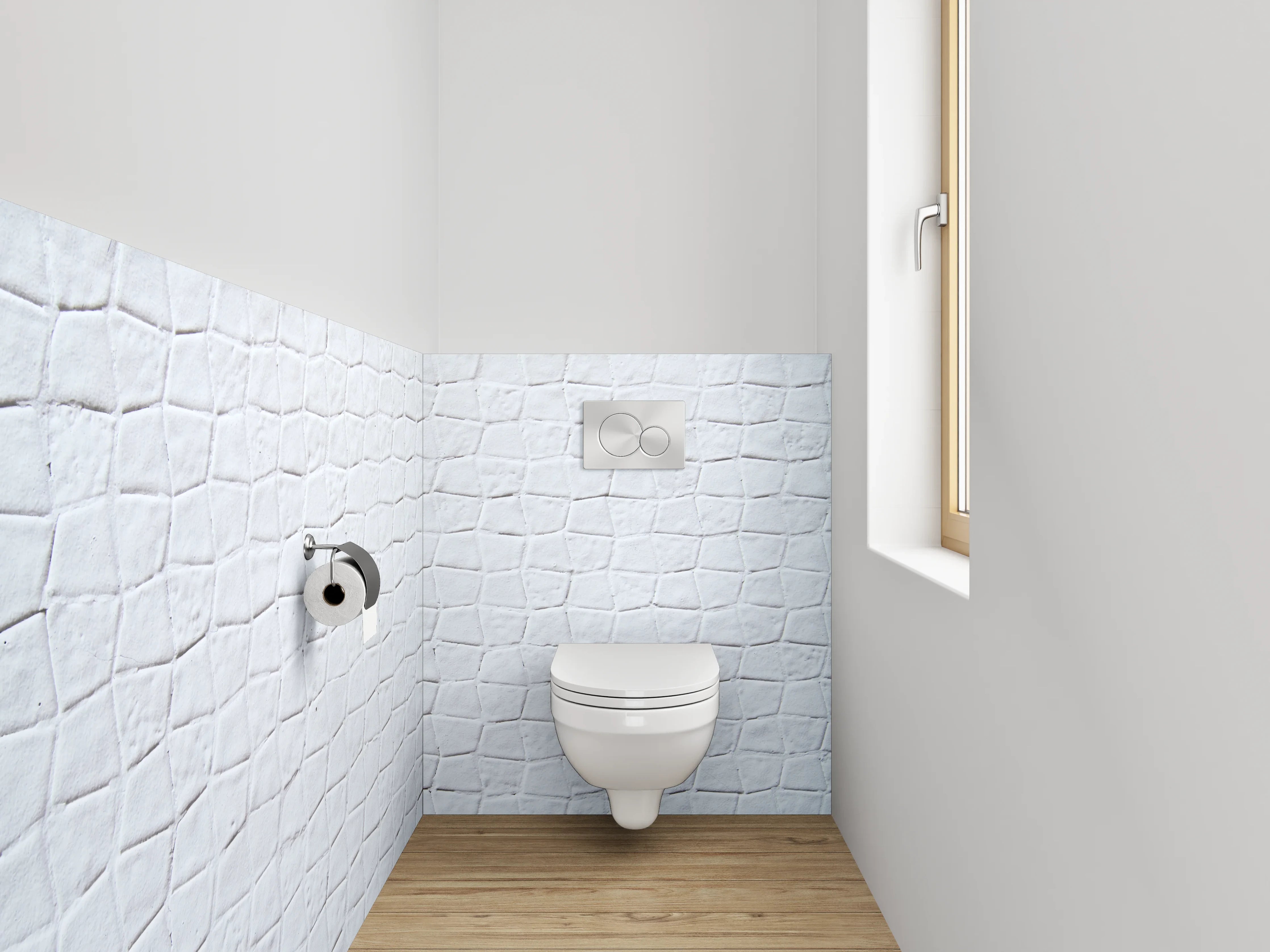 WC-Rückwand - Weiße Steinmuster Fliesenstruktur