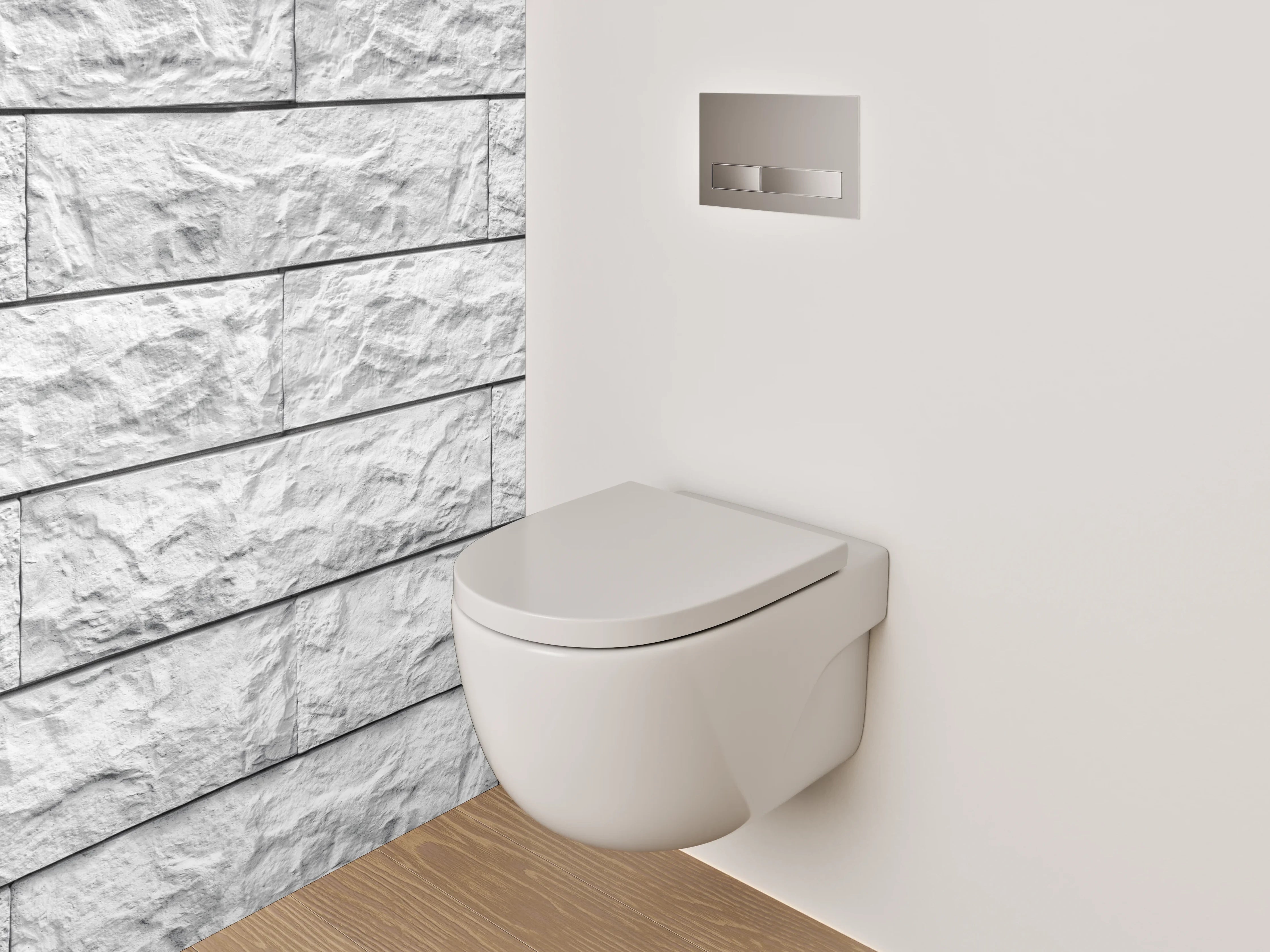 WC-Rückwand - Weiße Steinoptik Struktur Wand