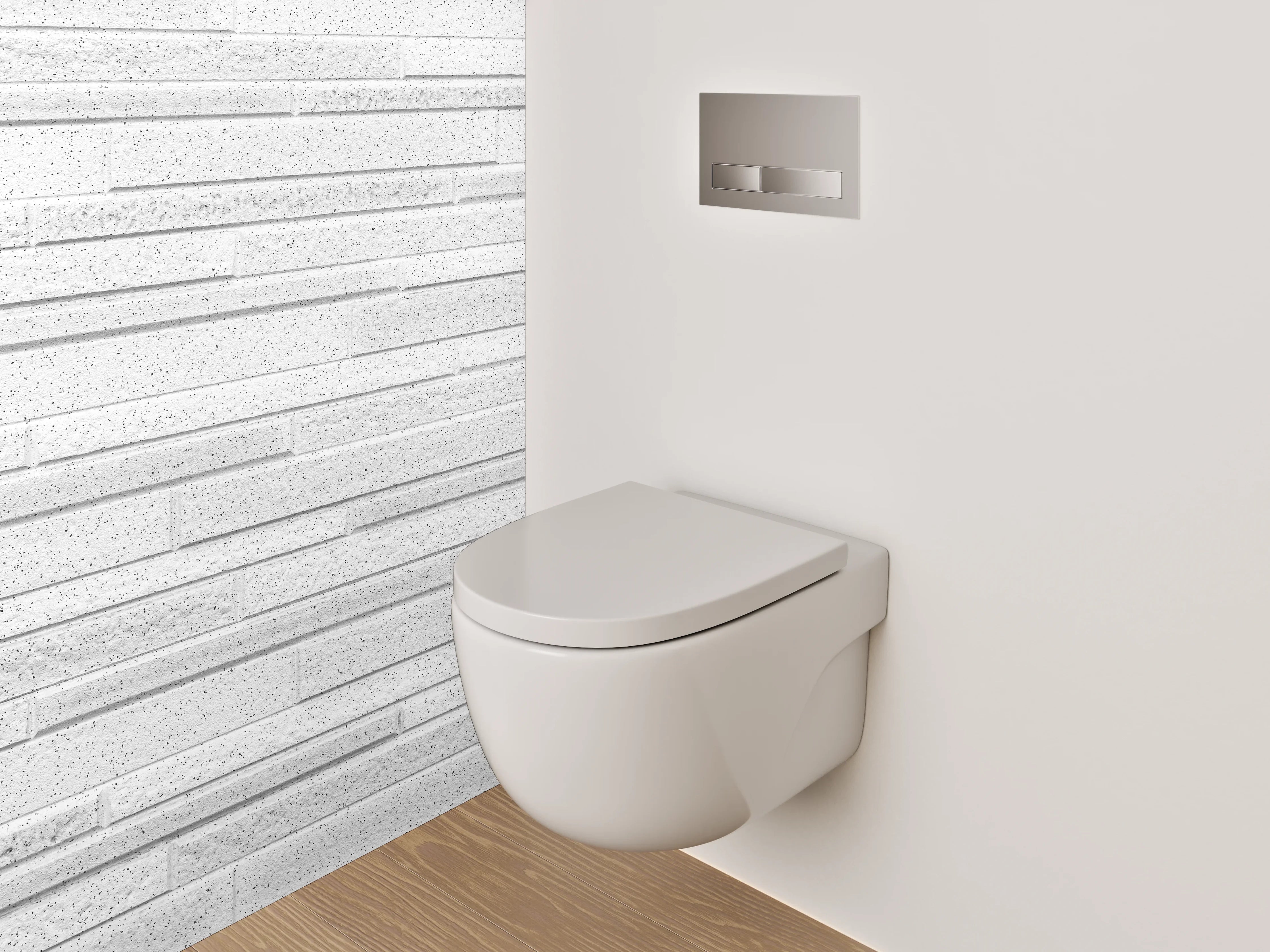 WC-Rückwand - Weiße Steinputz-Streifen modern