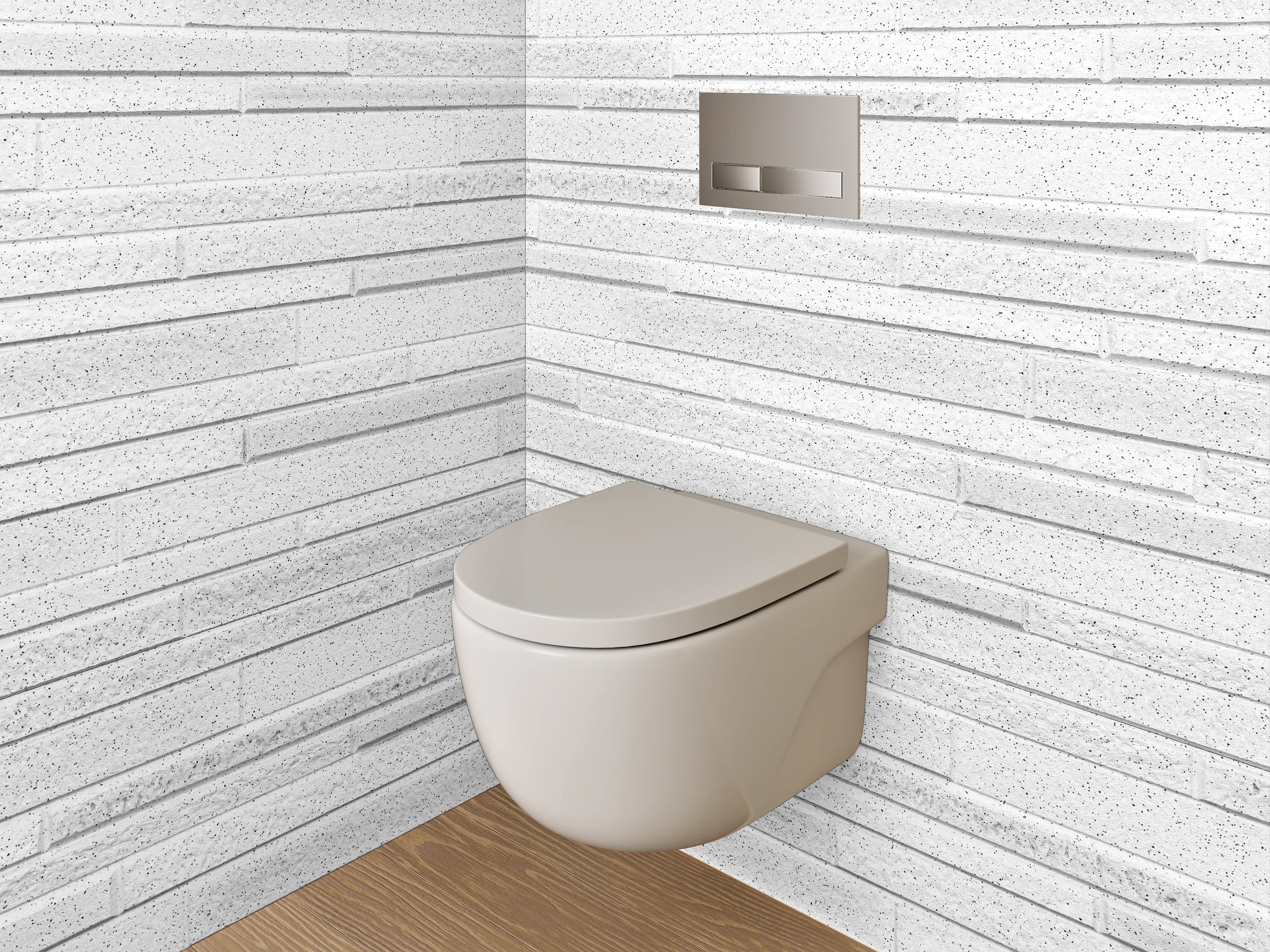 WC-Rückwand - Weiße Steinputz-Streifen modern