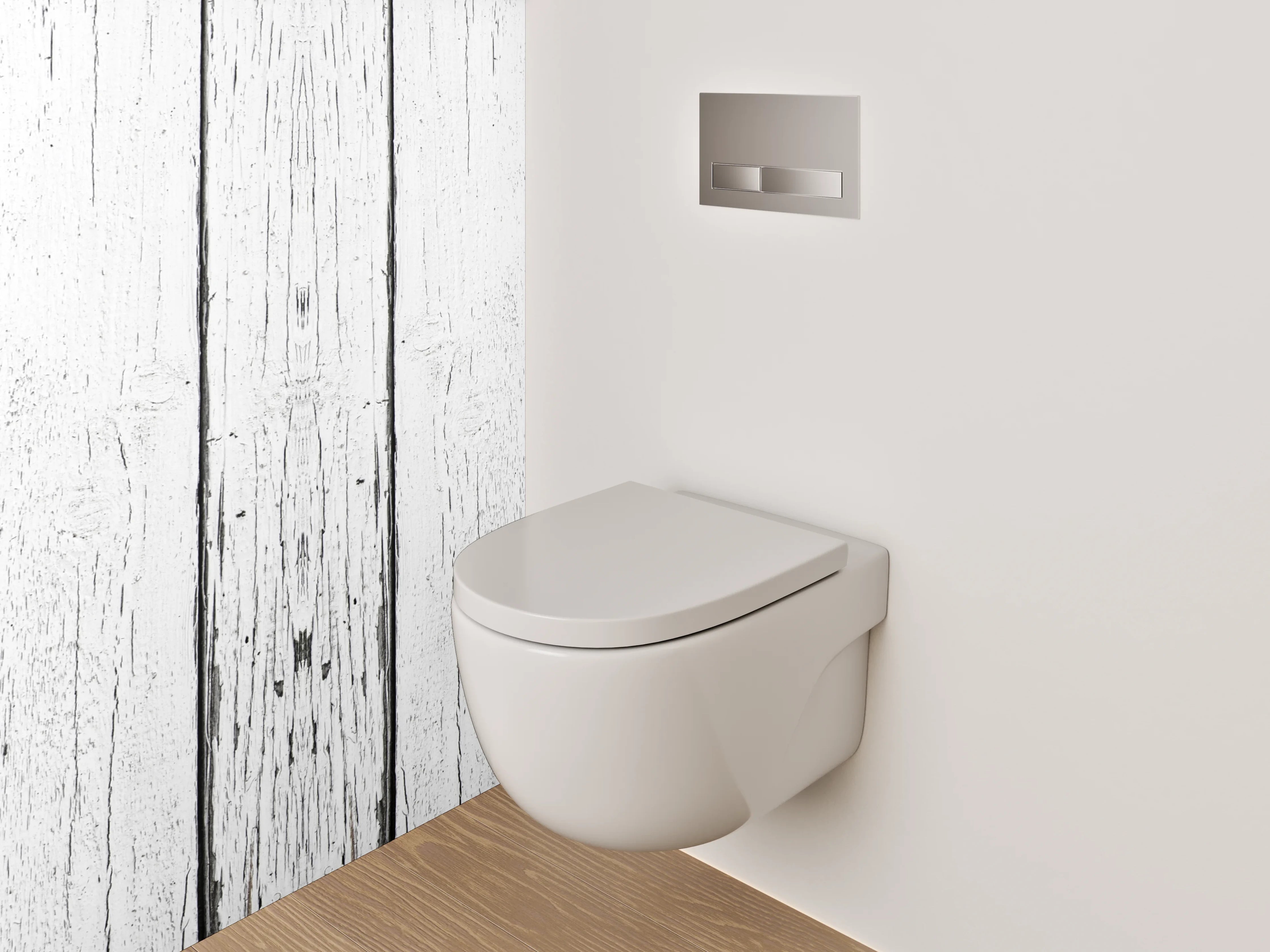 WC-Rückwand - Weiße Vintage-Holzplanken Wanddekor
