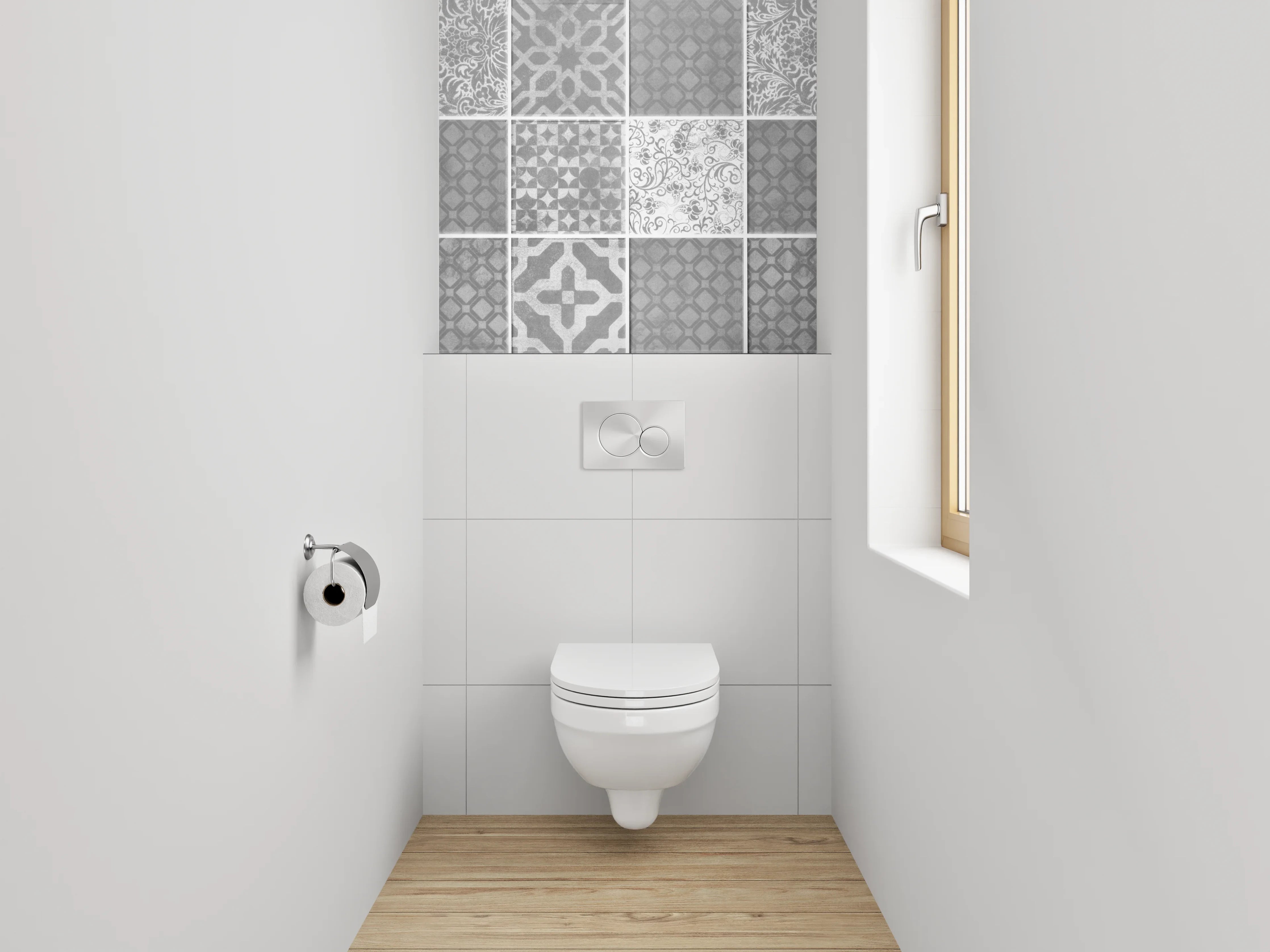 WC-Rückwand - Weiße Vintage Mosaikfliesen Muster