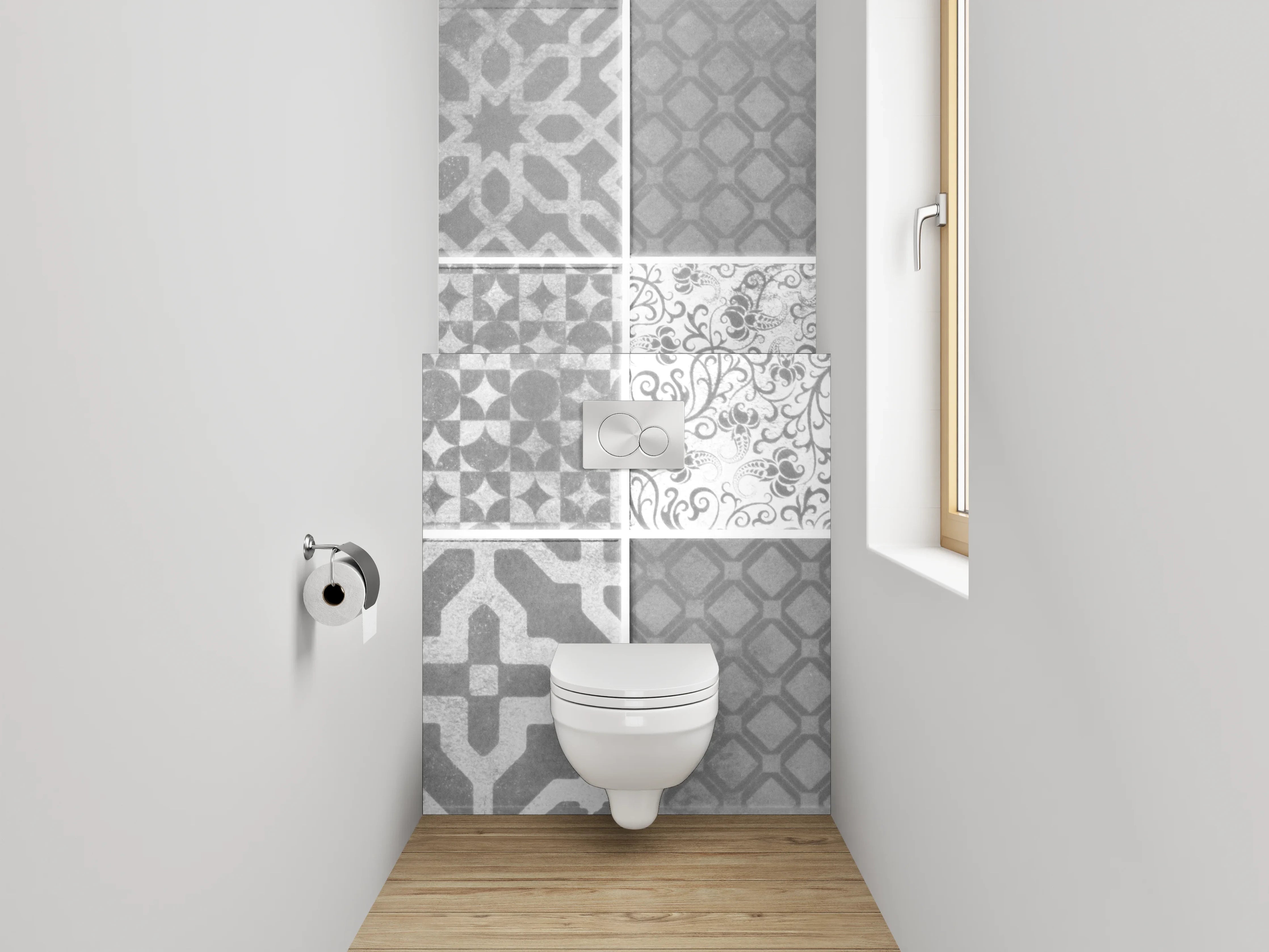 WC-Rückwand - Weiße Vintage Mosaikfliesen Muster