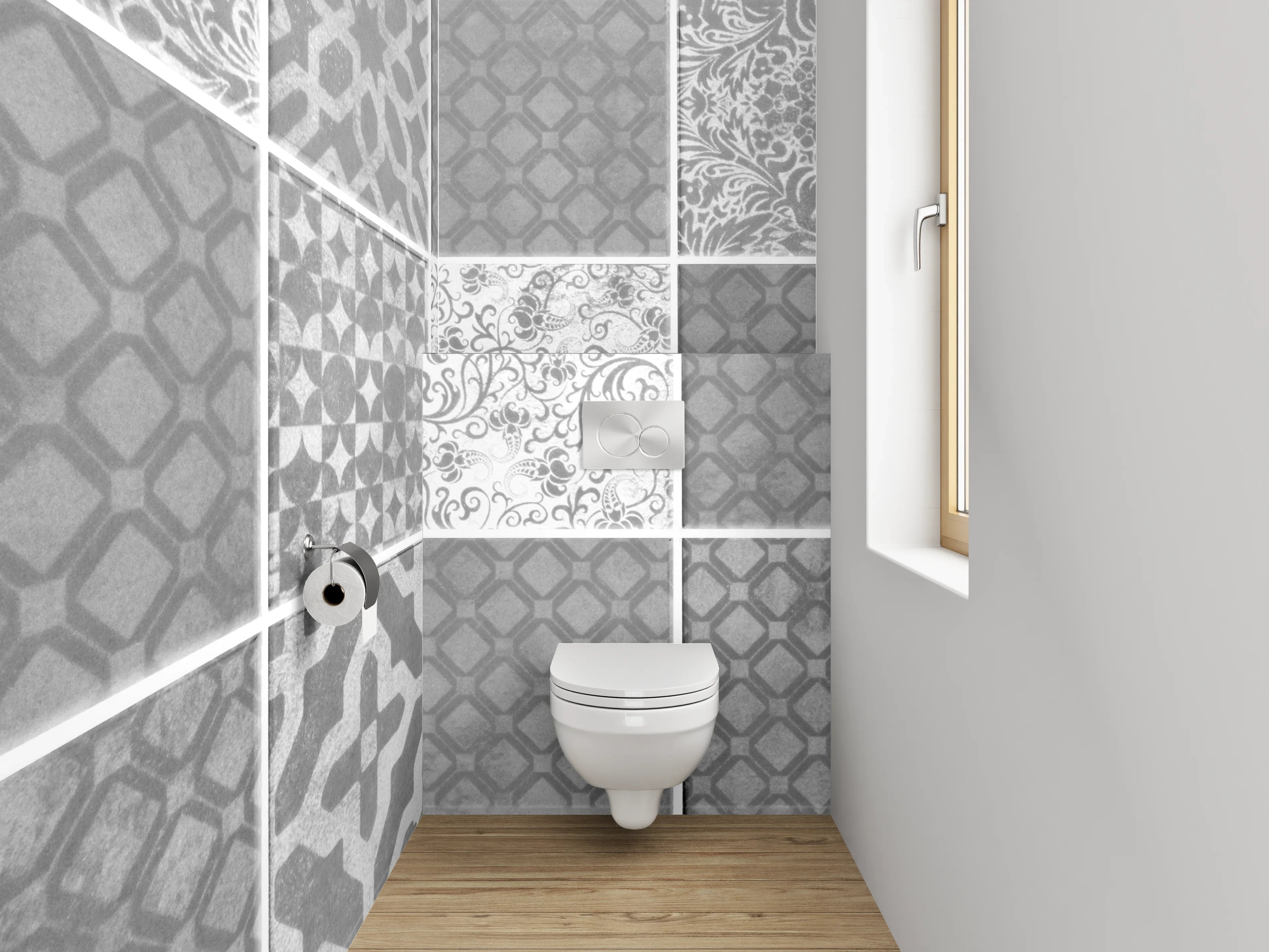 WC-Rückwand - Weiße Vintage Mosaikfliesen Muster