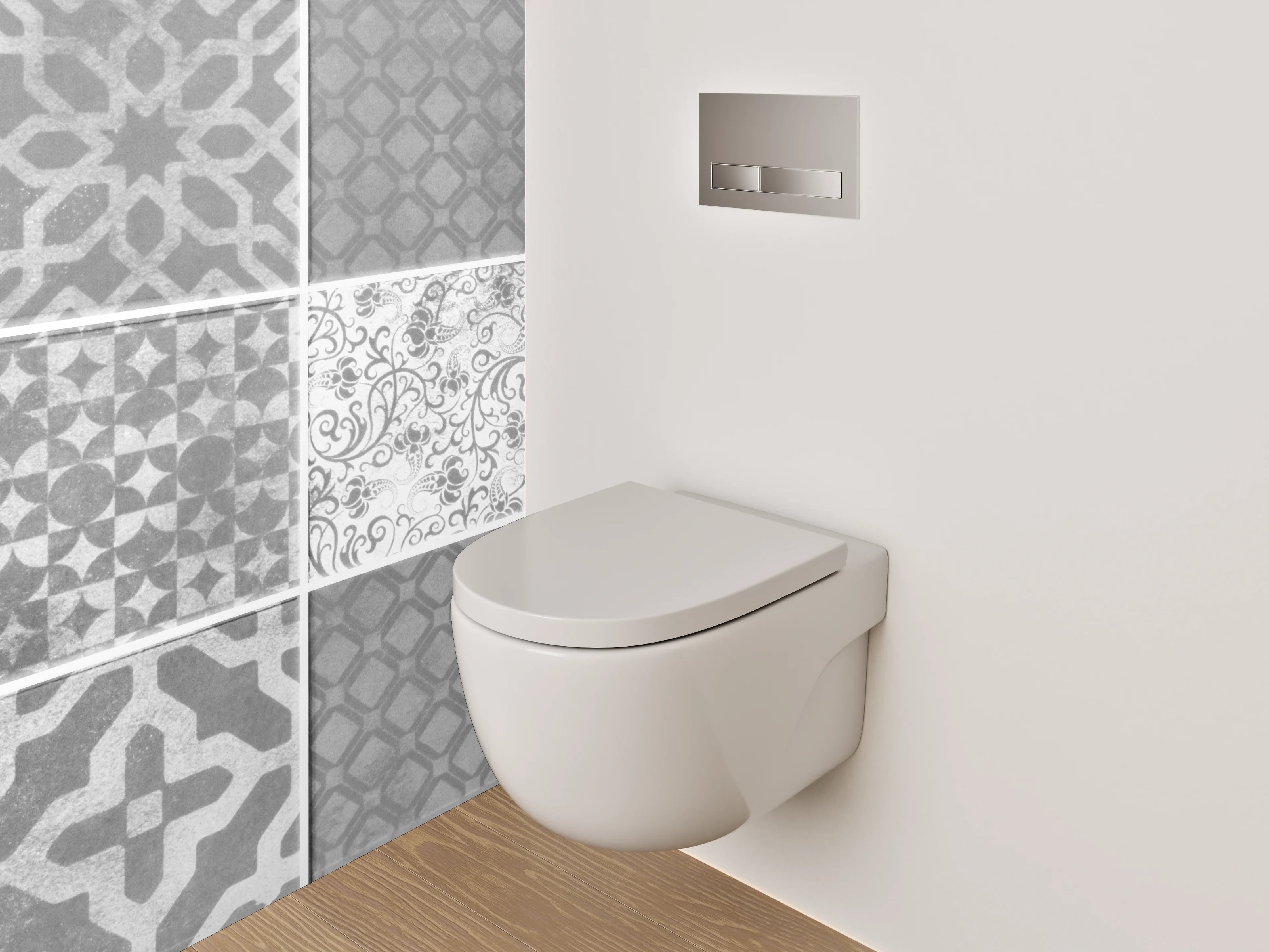WC-Rückwand - Weiße Vintage Mosaikfliesen Muster