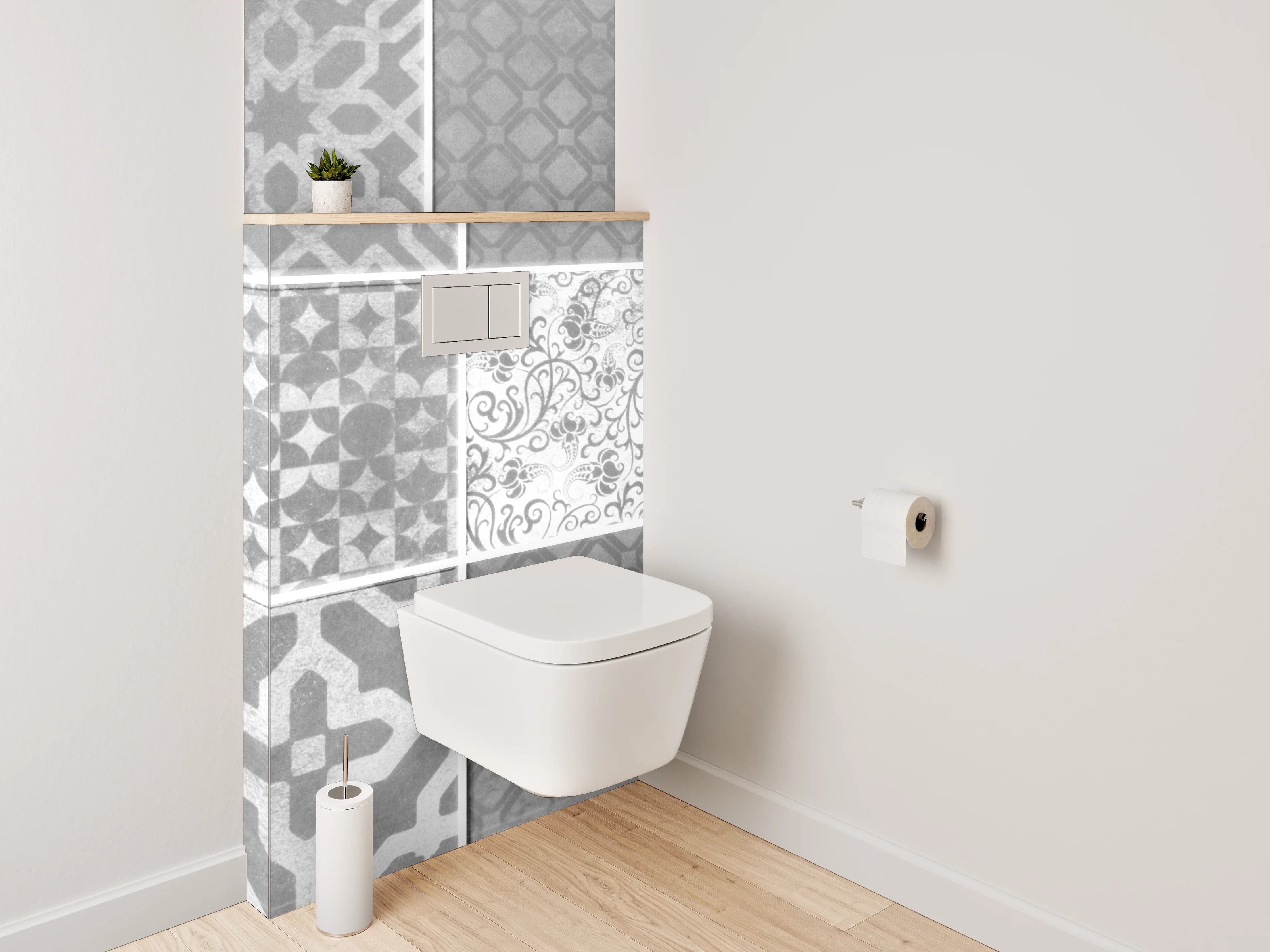 WC-Rückwand - Weiße Vintage Mosaikfliesen Muster