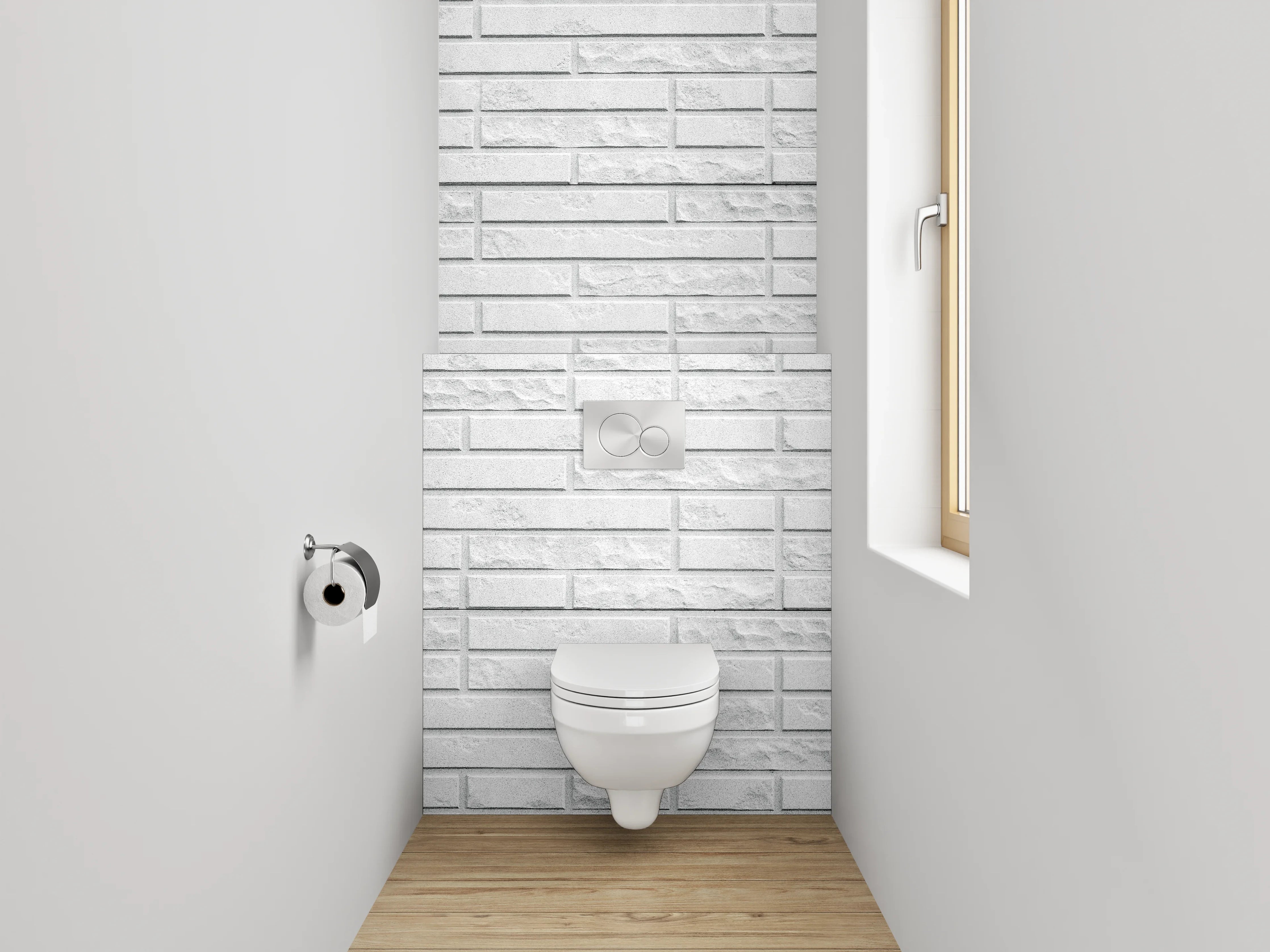 WC-Rückwand - Weiße Ziegelmauer mit Textur