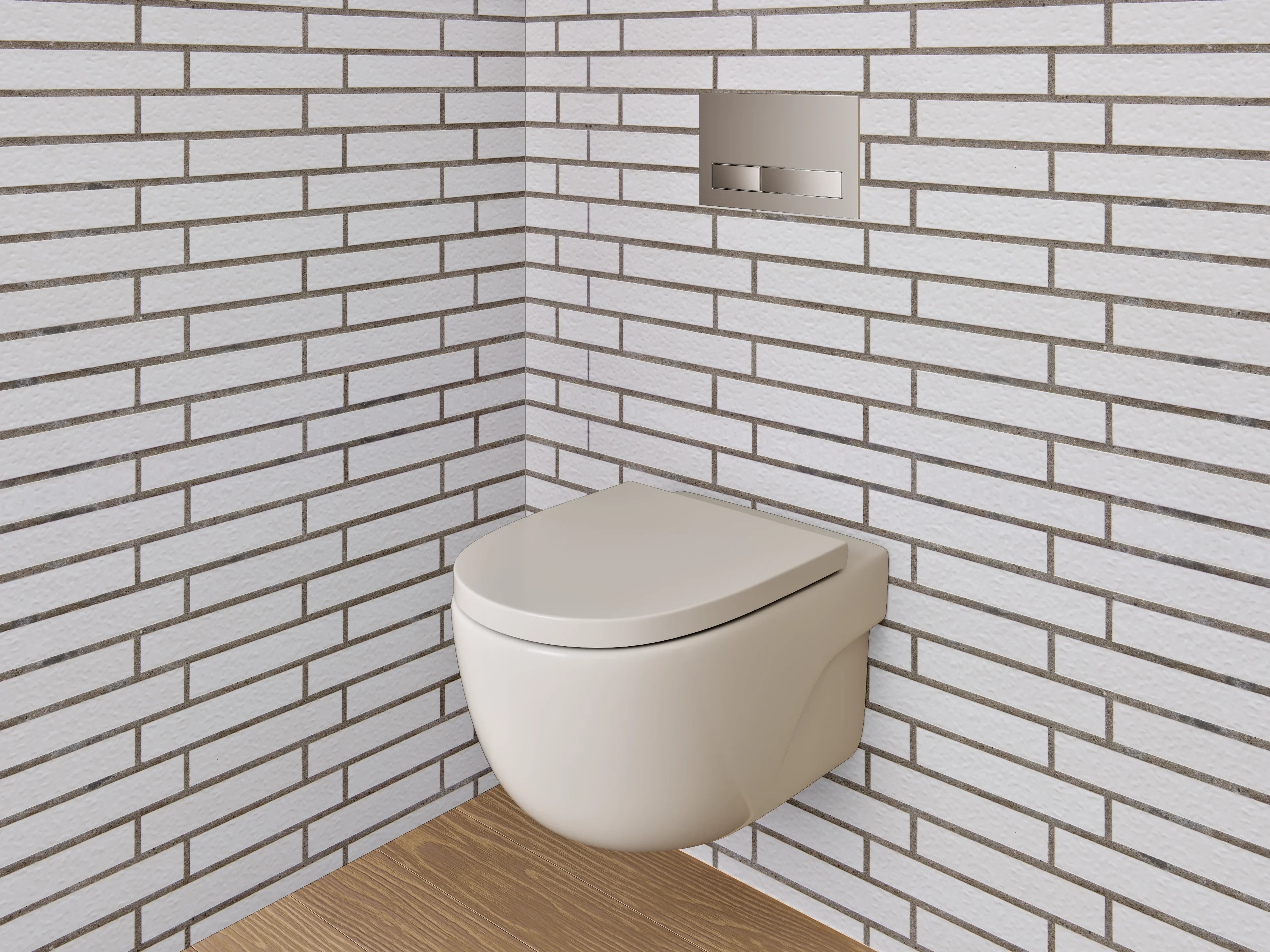 WC-Rückwand - Weiße Ziegelmauer, klassisch und modern