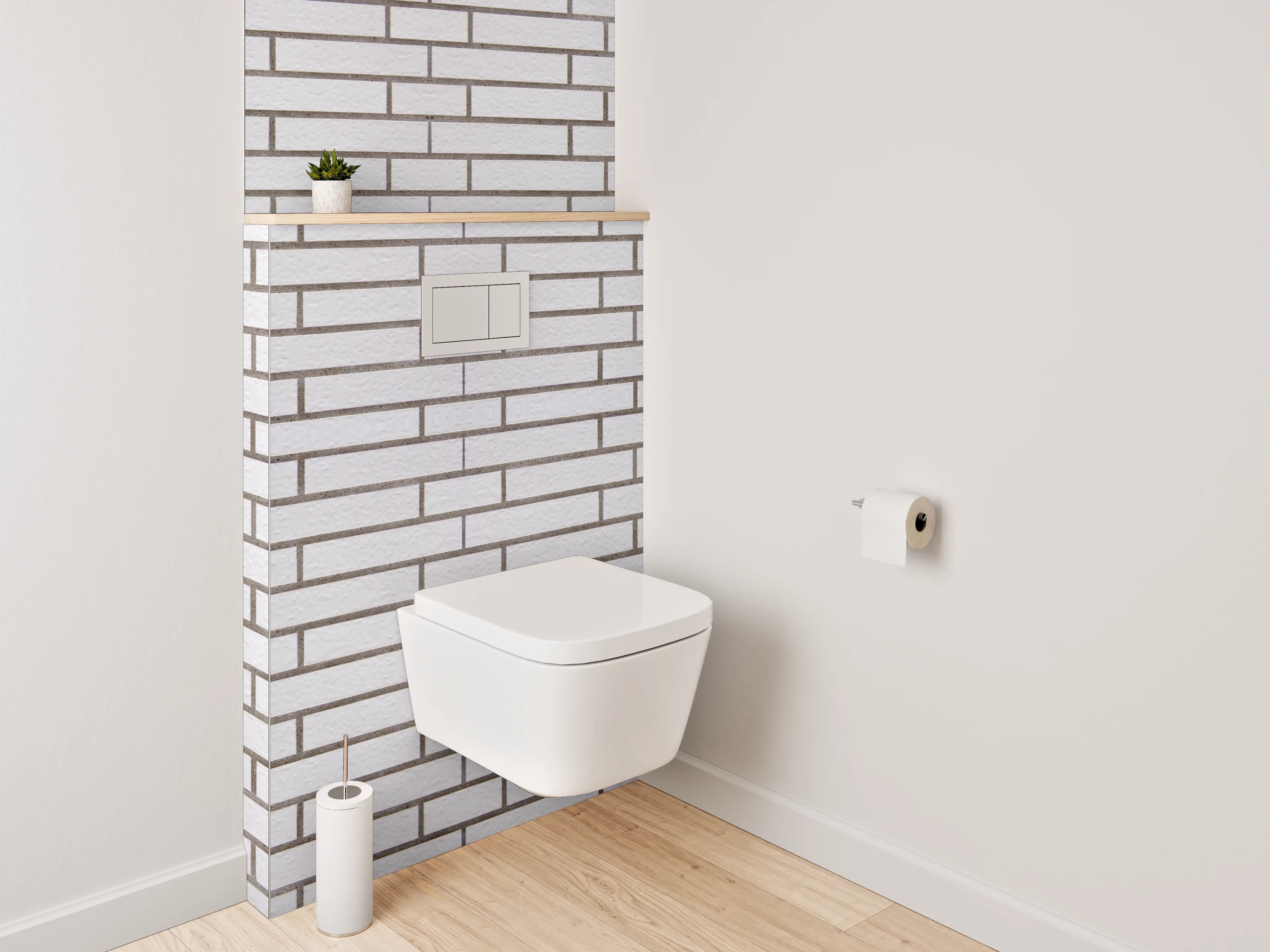 WC-Rückwand - Weiße Ziegelmauer, klassisch und modern