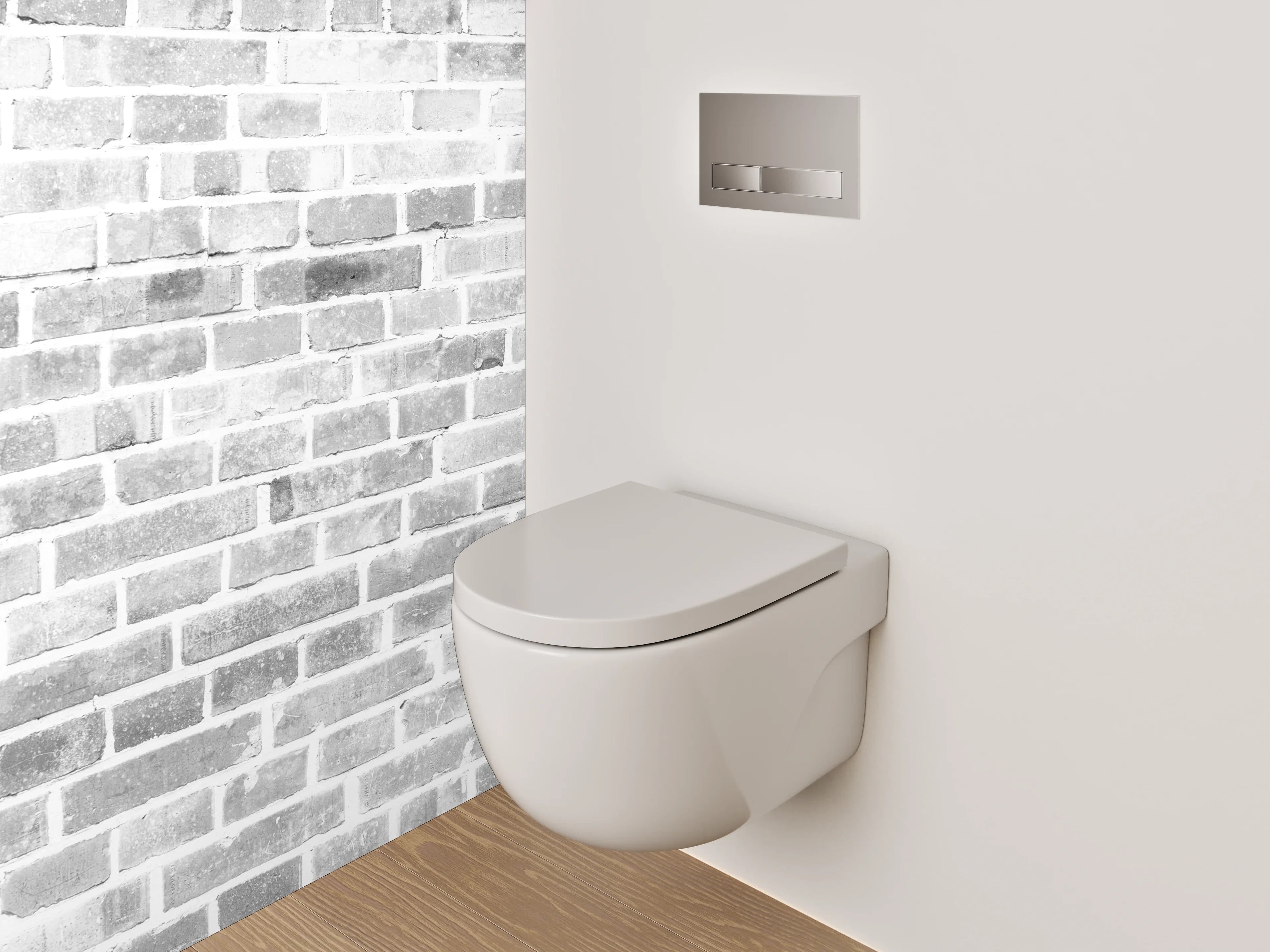 WC-Rückwand - Weiße Ziegelsteinmauer – Minimalistisch & Hell