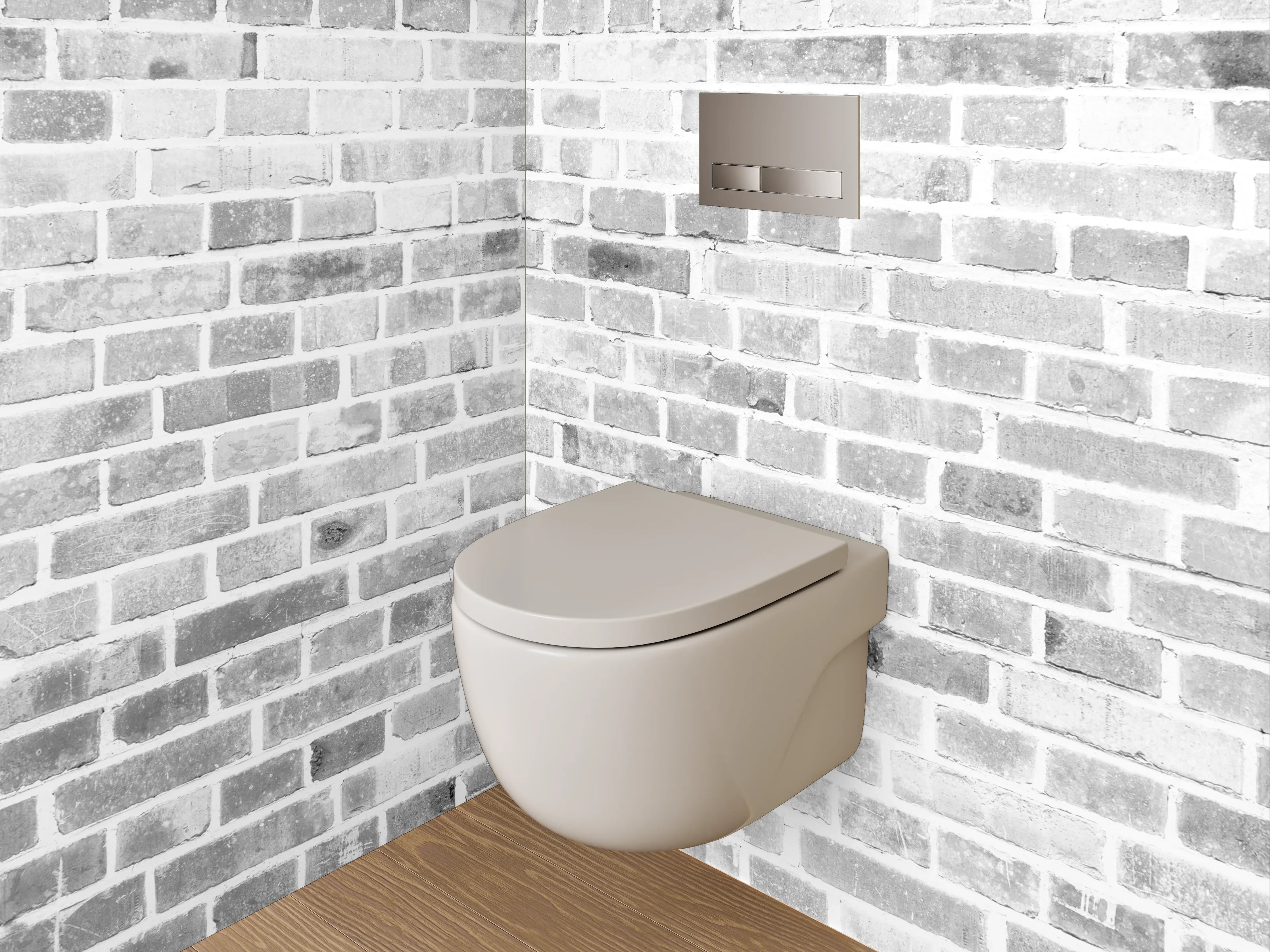 WC-Rückwand - Weiße Ziegelsteinmauer – Minimalistisch & Hell