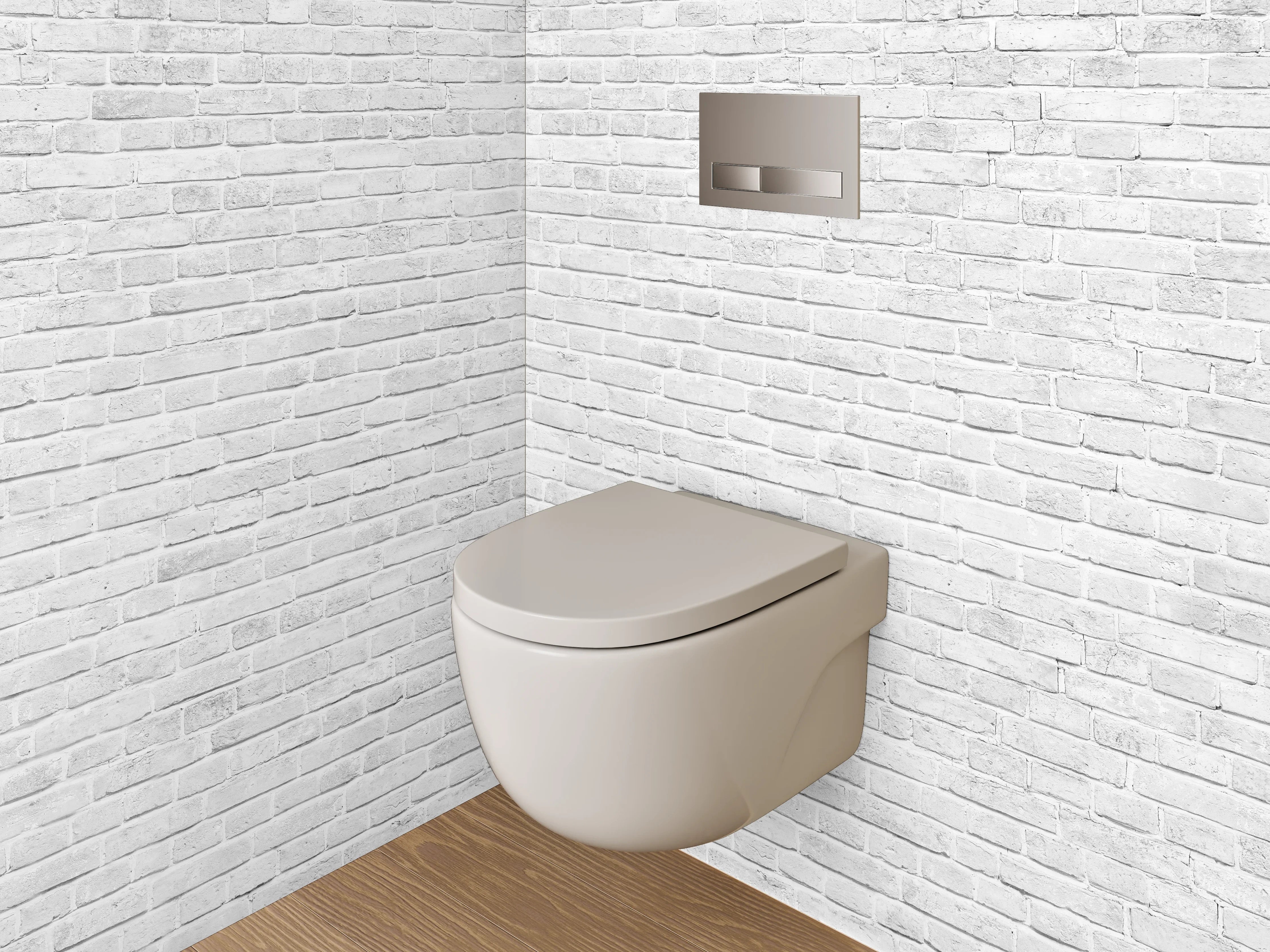 WC-Rückwand - Weiße Ziegelsteinwand minimalistisch
