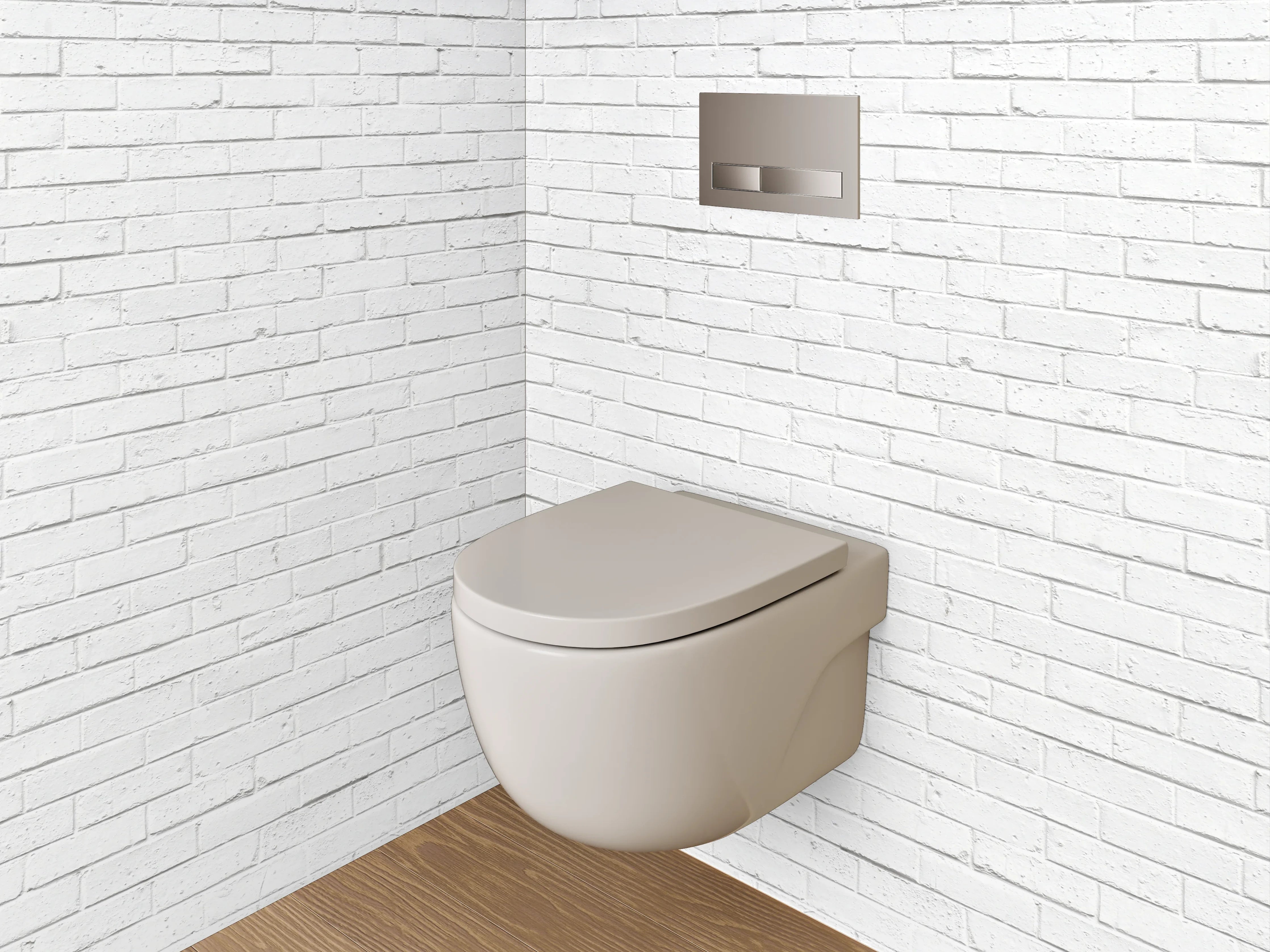 WC-Rückwand - Weiße Ziegelwand – minimalistisches Design