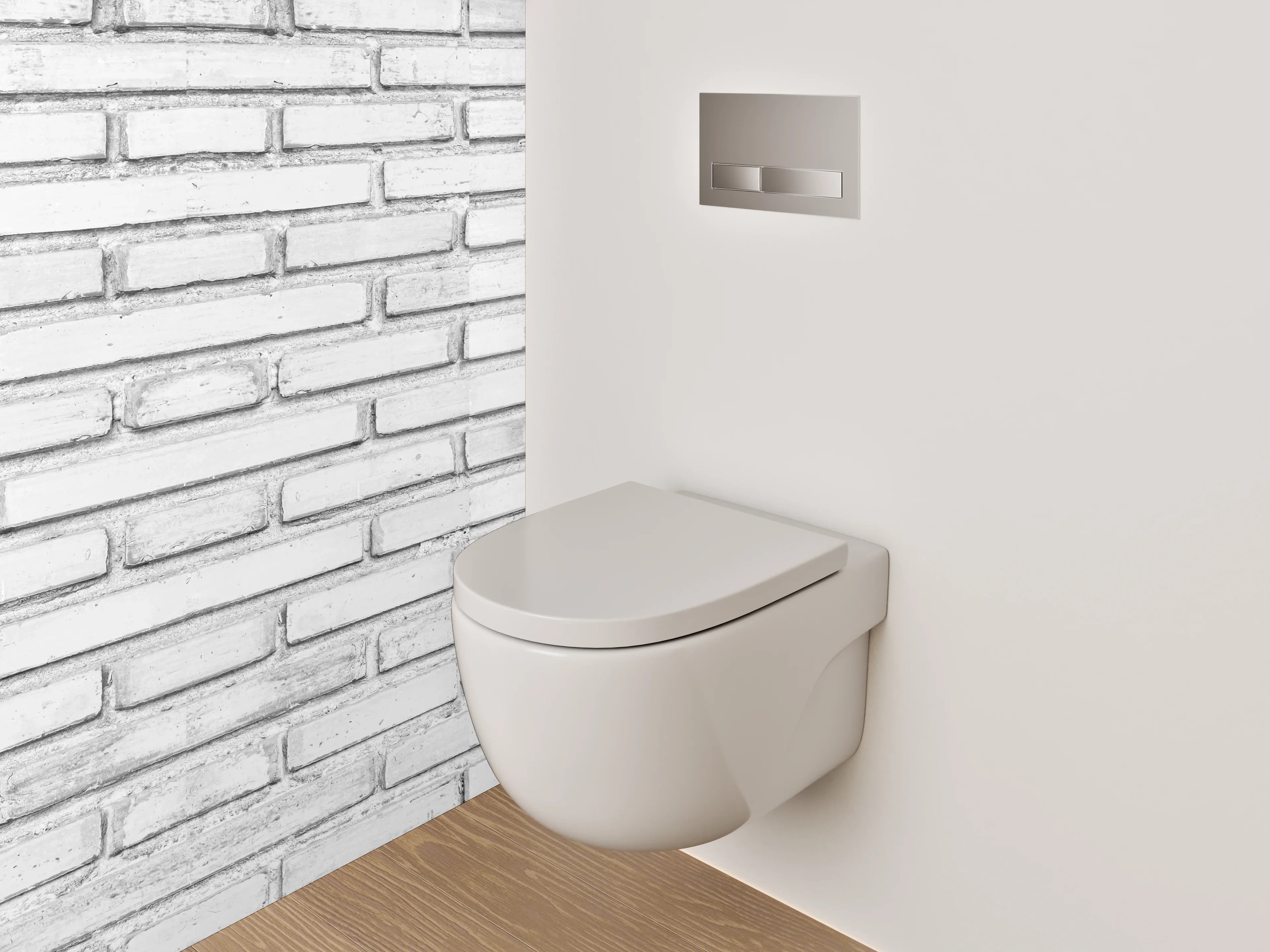 WC-Rückwand - Weiße Ziegelwand modern minimalistisch