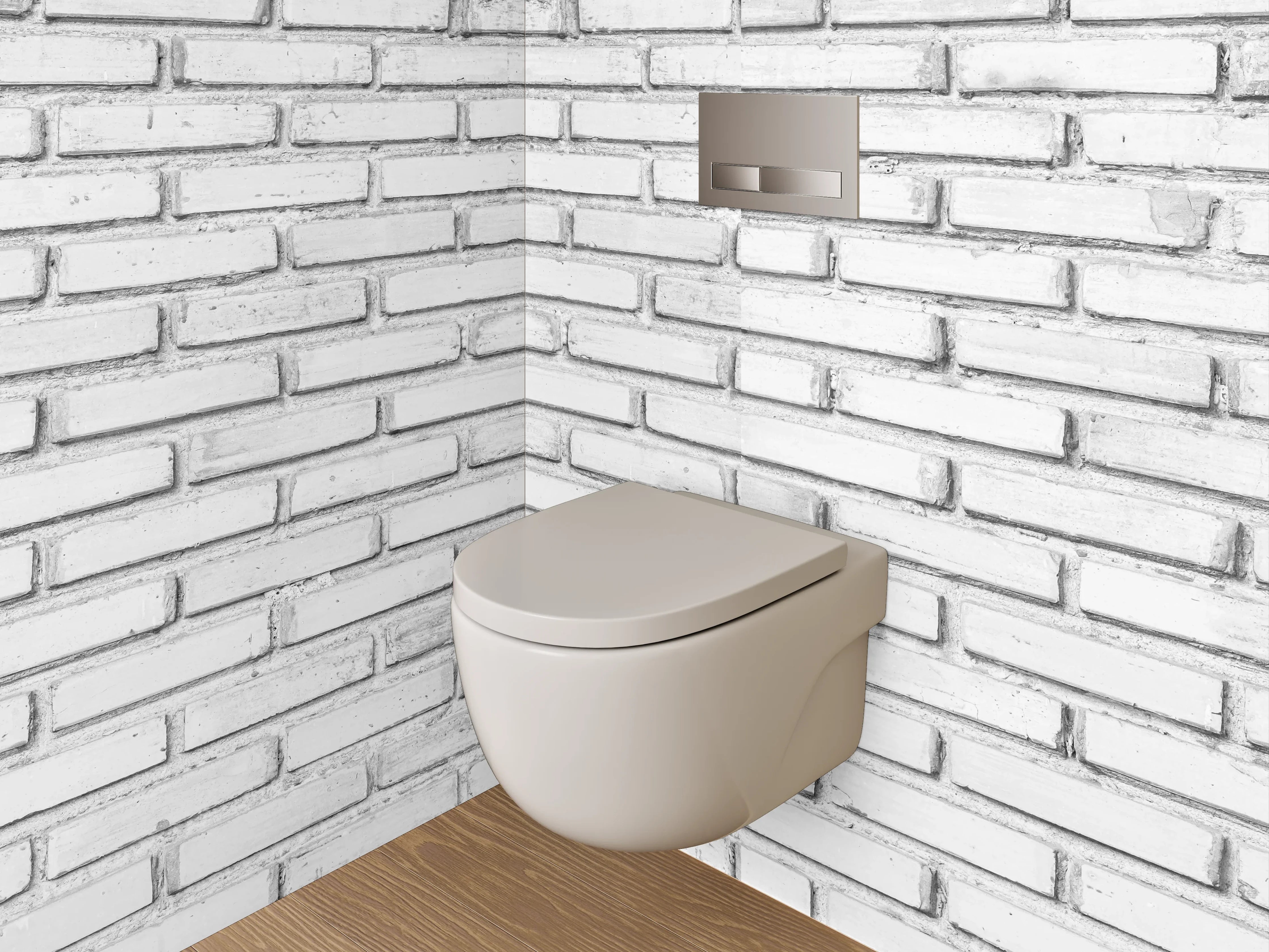 WC-Rückwand - Weiße Ziegelwand modern minimalistisch