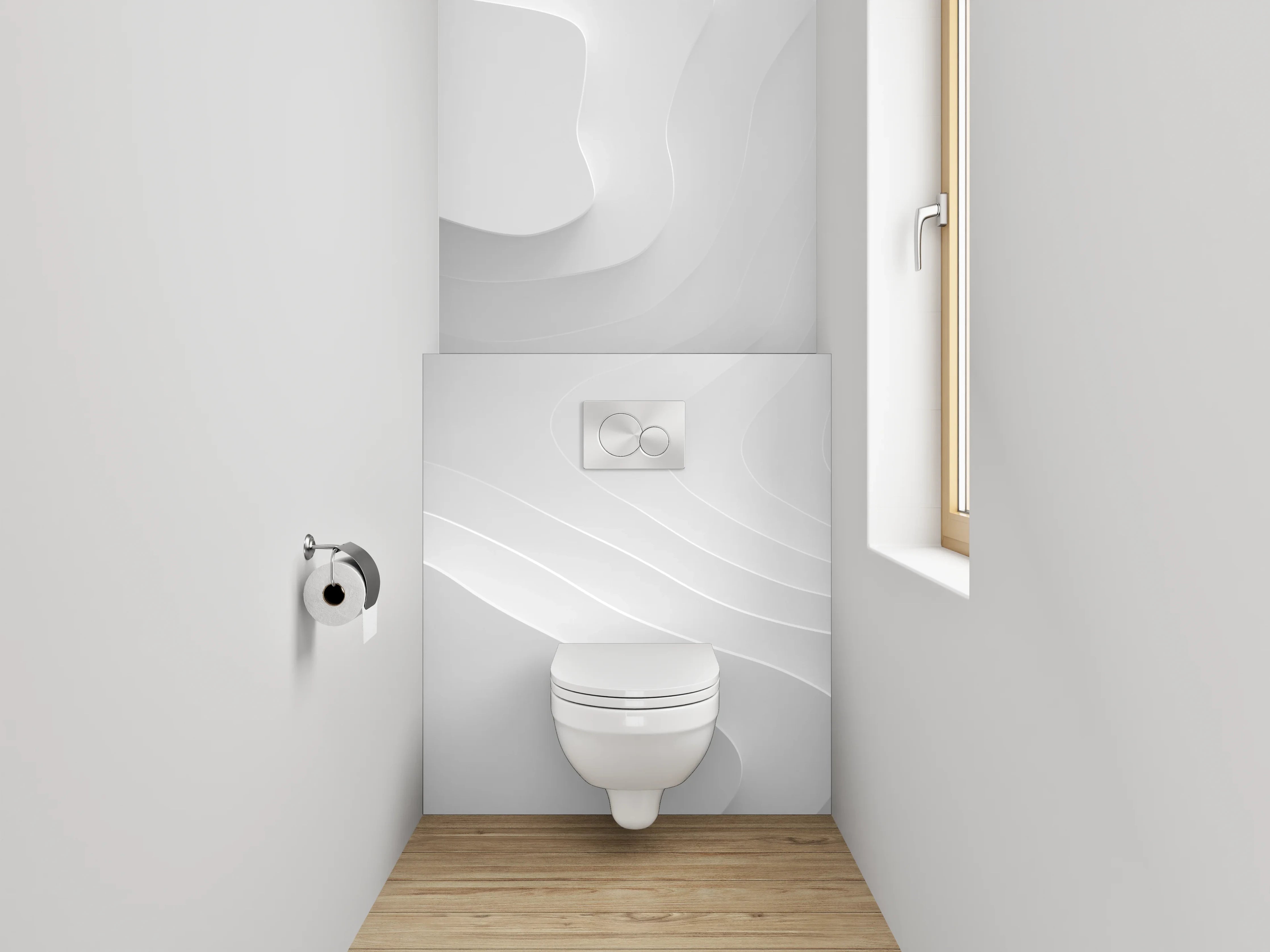 WC-Rückwand - Weiße abstrakte 3D-Struktur Wandbild