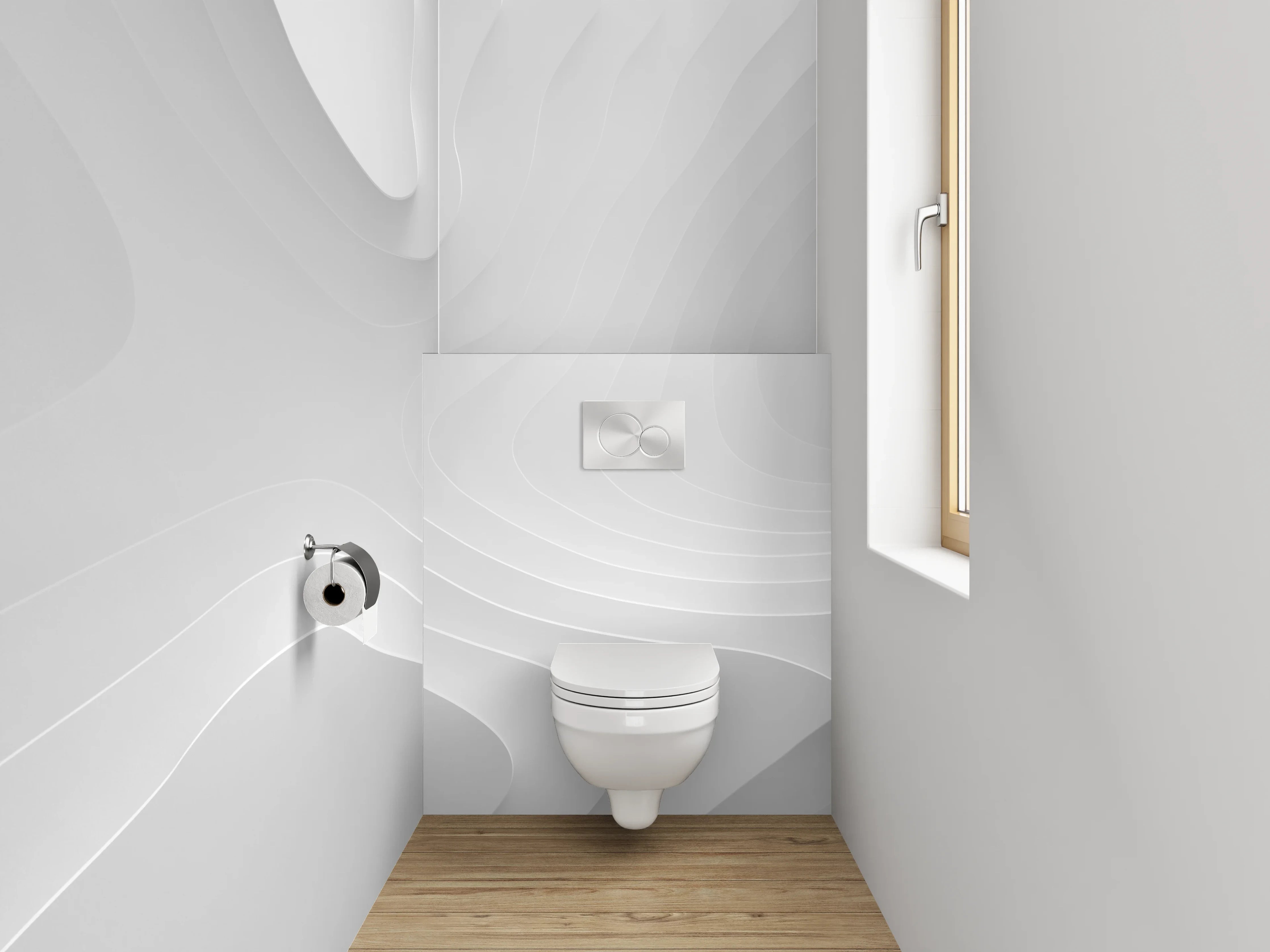 WC-Rückwand - Weiße abstrakte 3D-Struktur Wandbild