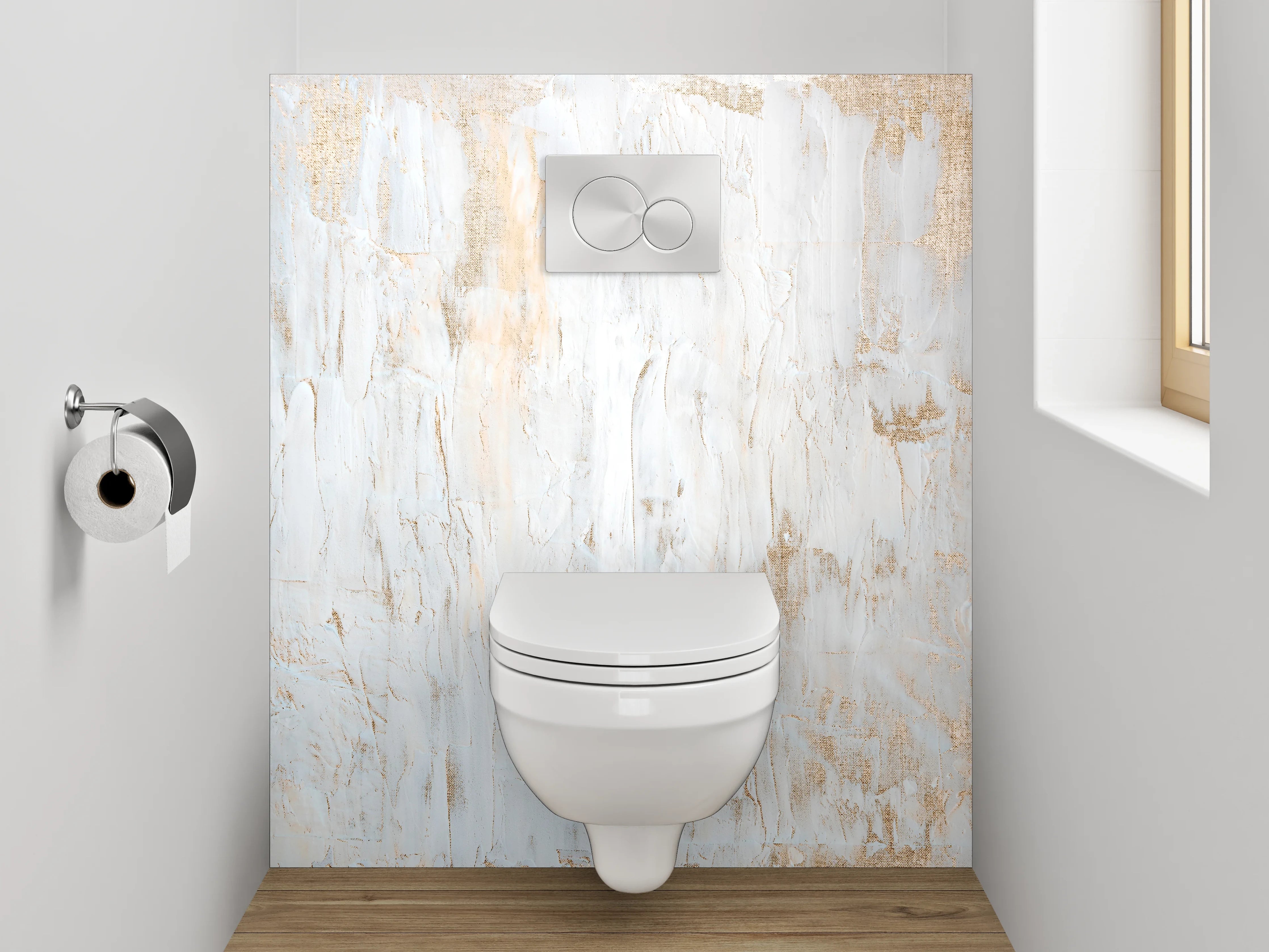 WC-Rückwand - Weiße abstrakte Struktur Wandbild
